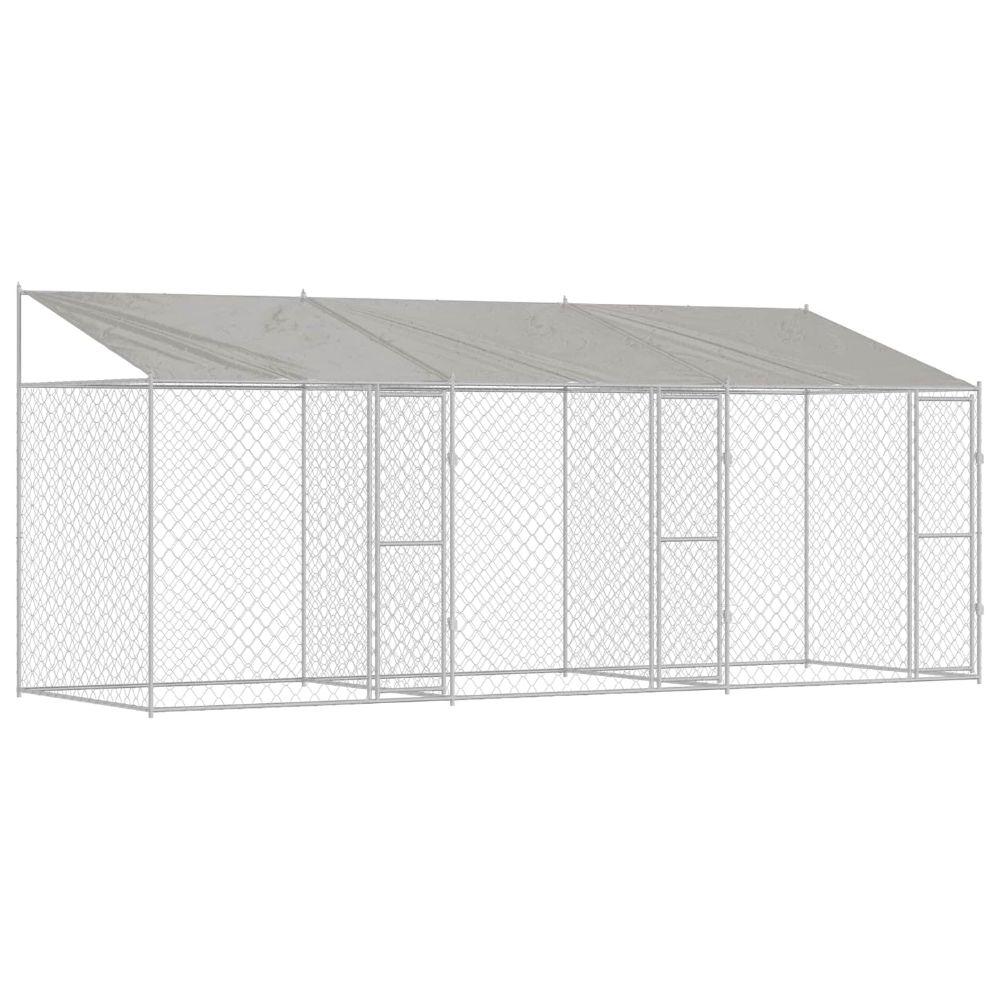 Hondenkooi met Dak Zilver 600 x 200 x 256 cm Staal en PE is nu te koop bij PeponiXL, paradijselijk wonen!