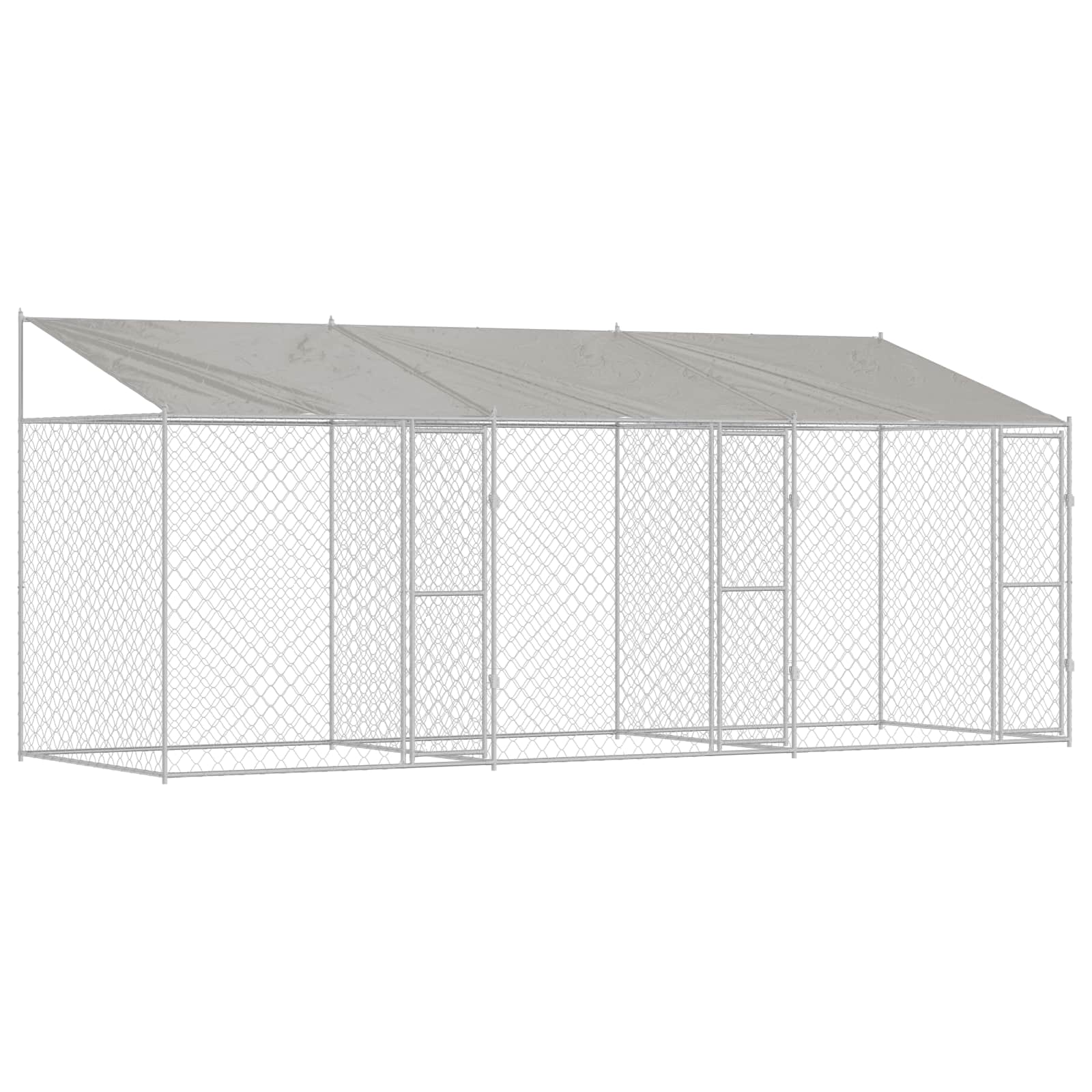 Hondenkooi met Dak Zilver 600 x 200 x 256 cm Staal en PE is nu te koop bij PeponiXL, paradijselijk wonen!