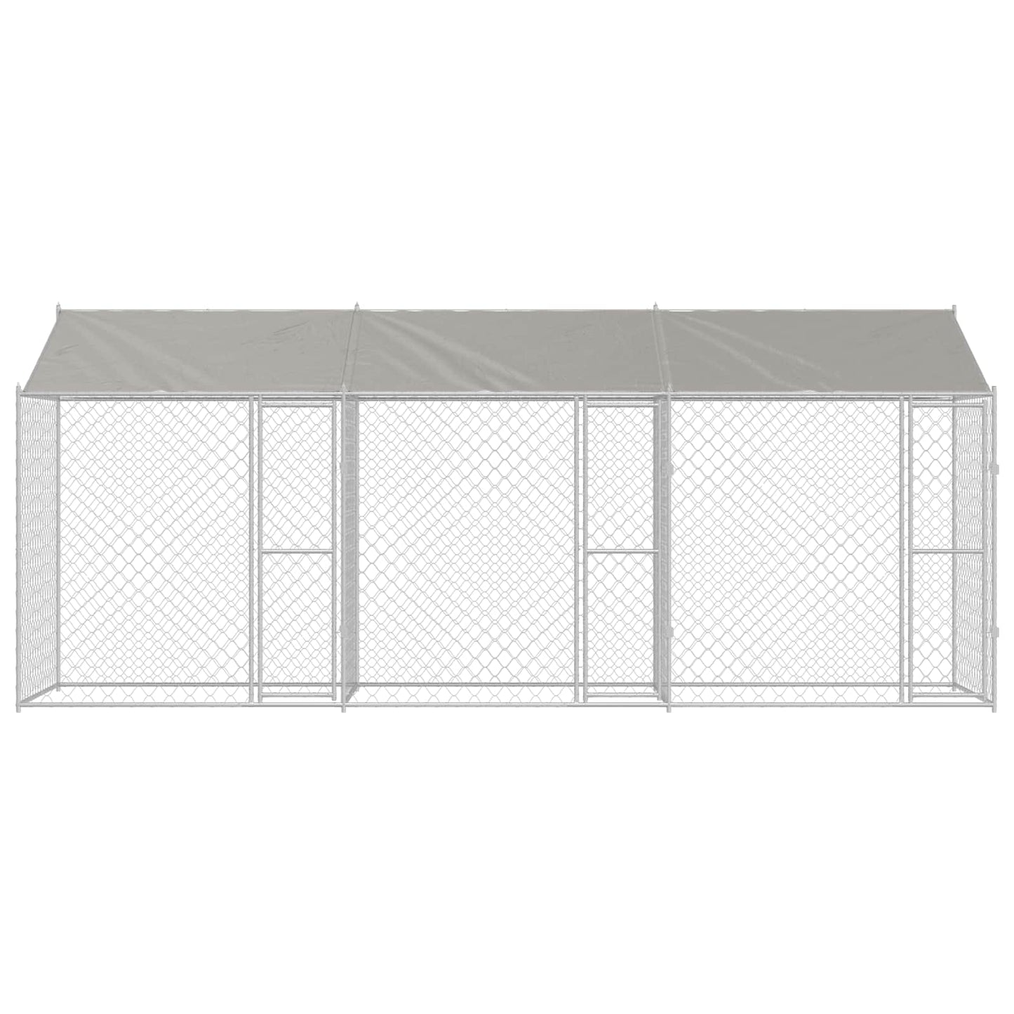 Hondenkooi met Dak Zilver 600 x 200 x 256 cm Staal en PE is nu te koop bij PeponiXL, paradijselijk wonen!