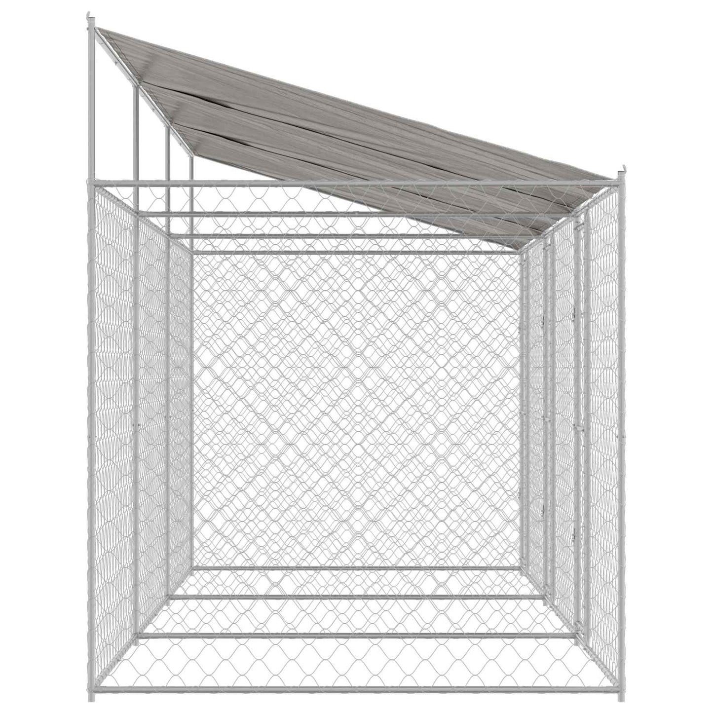 Hondenkooi met Dak Zilver 600 x 200 x 256 cm Staal en PE is nu te koop bij PeponiXL, paradijselijk wonen!