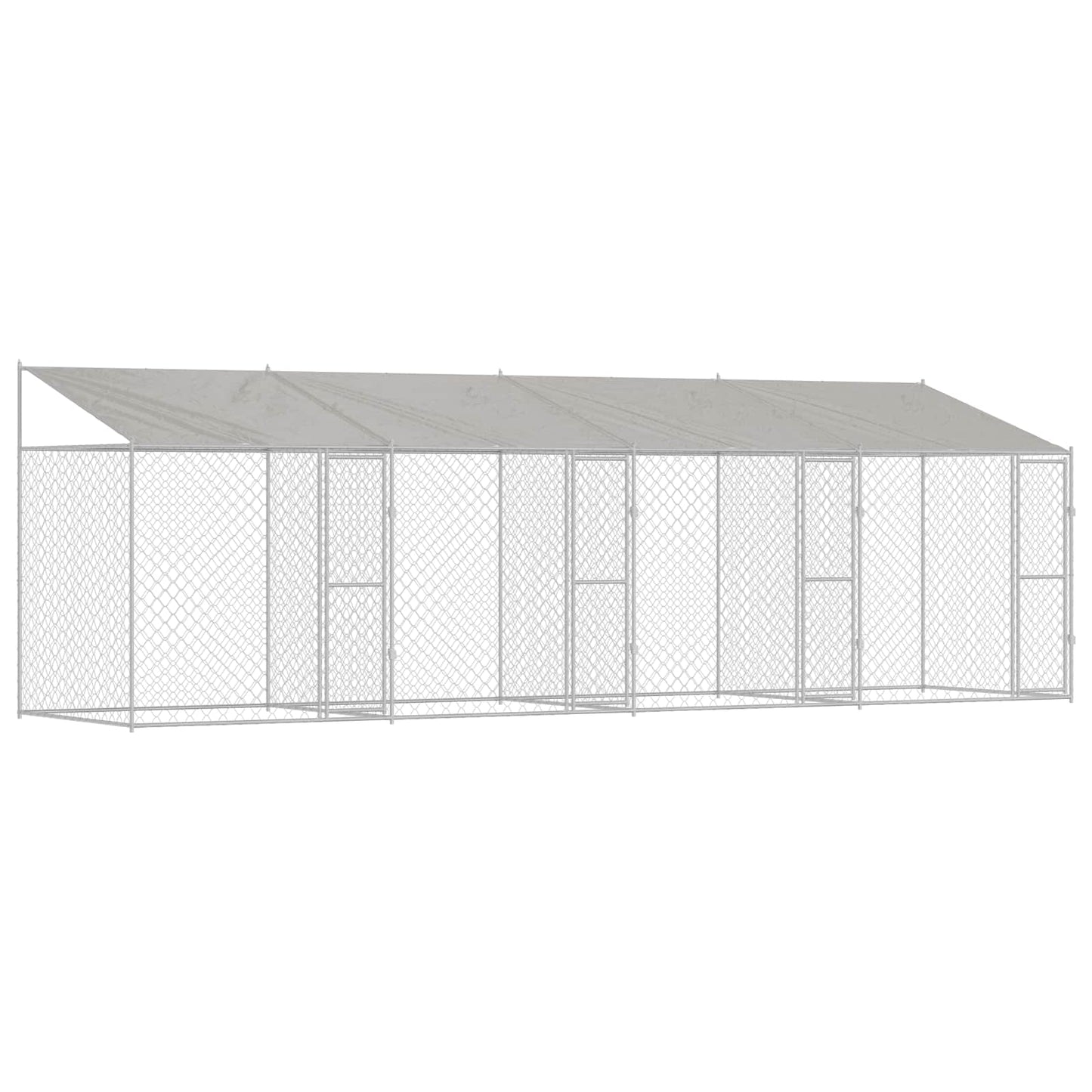 Hondenkooi met Dak Zilver 800 x 200 x 256 cm Staal en PE is nu te koop bij PeponiXL, paradijselijk wonen!