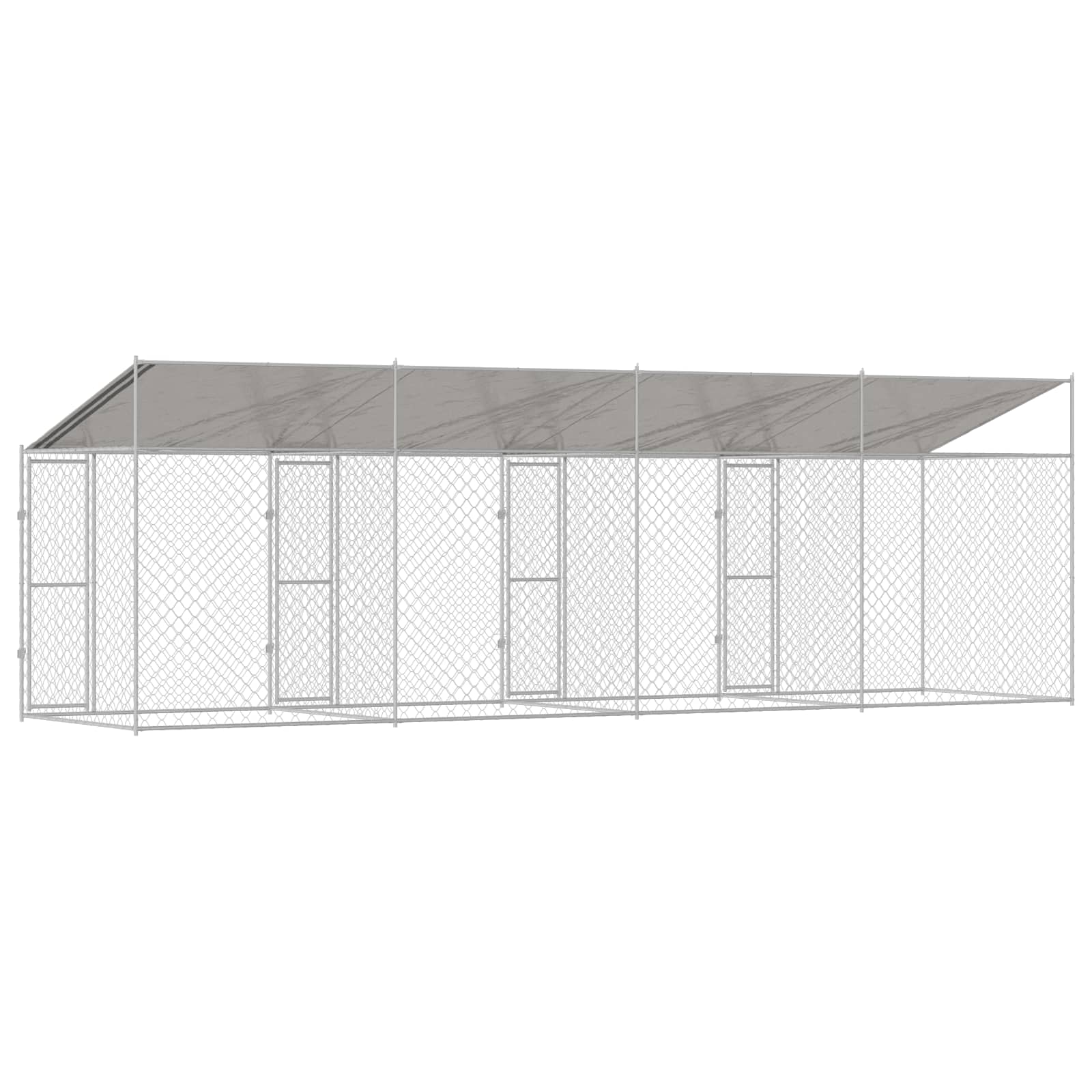 Hondenkooi met Dak Zilver 800 x 200 x 256 cm Staal en PE is nu te koop bij PeponiXL, paradijselijk wonen!