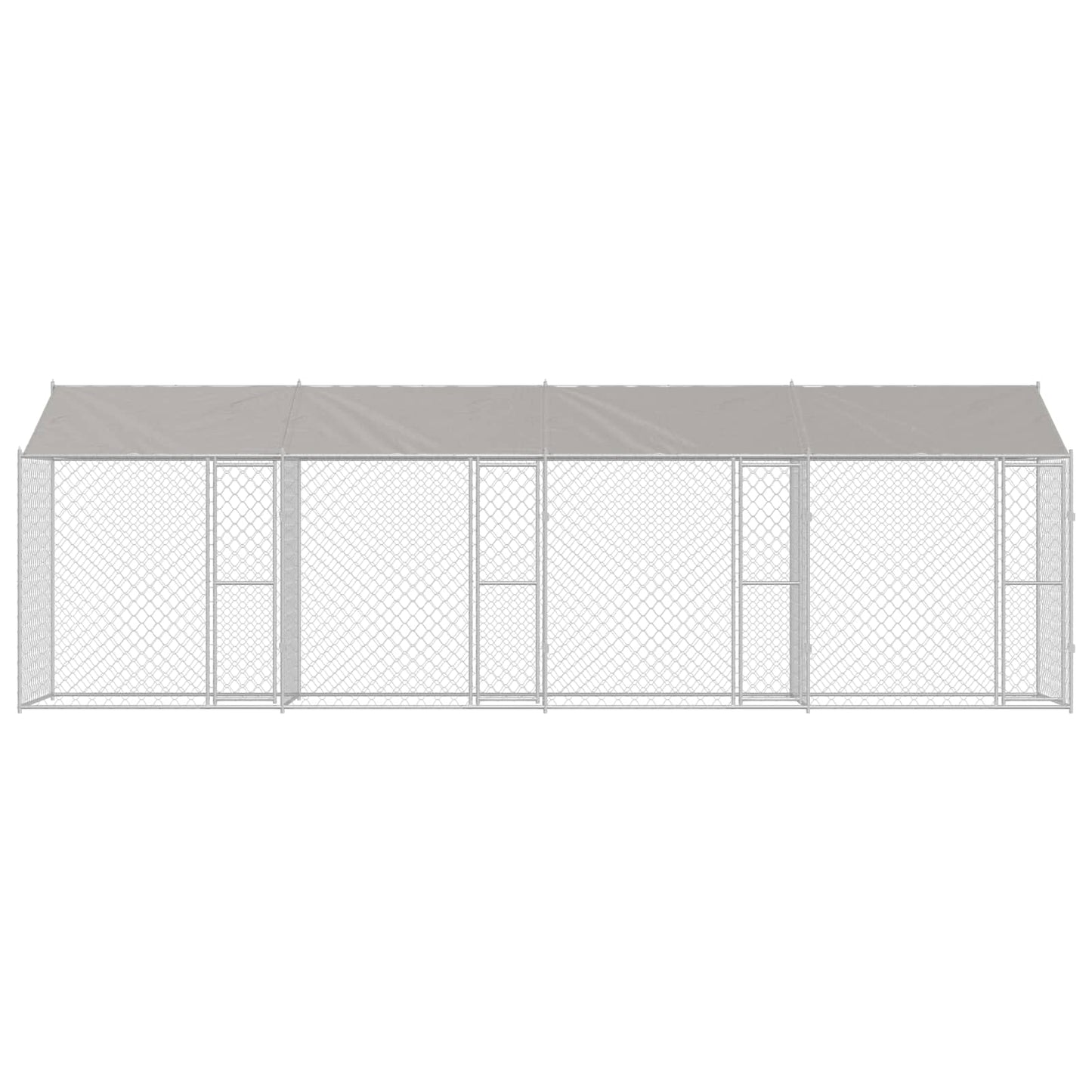 Hondenkooi met Dak Zilver 800 x 200 x 256 cm Staal en PE is nu te koop bij PeponiXL, paradijselijk wonen!