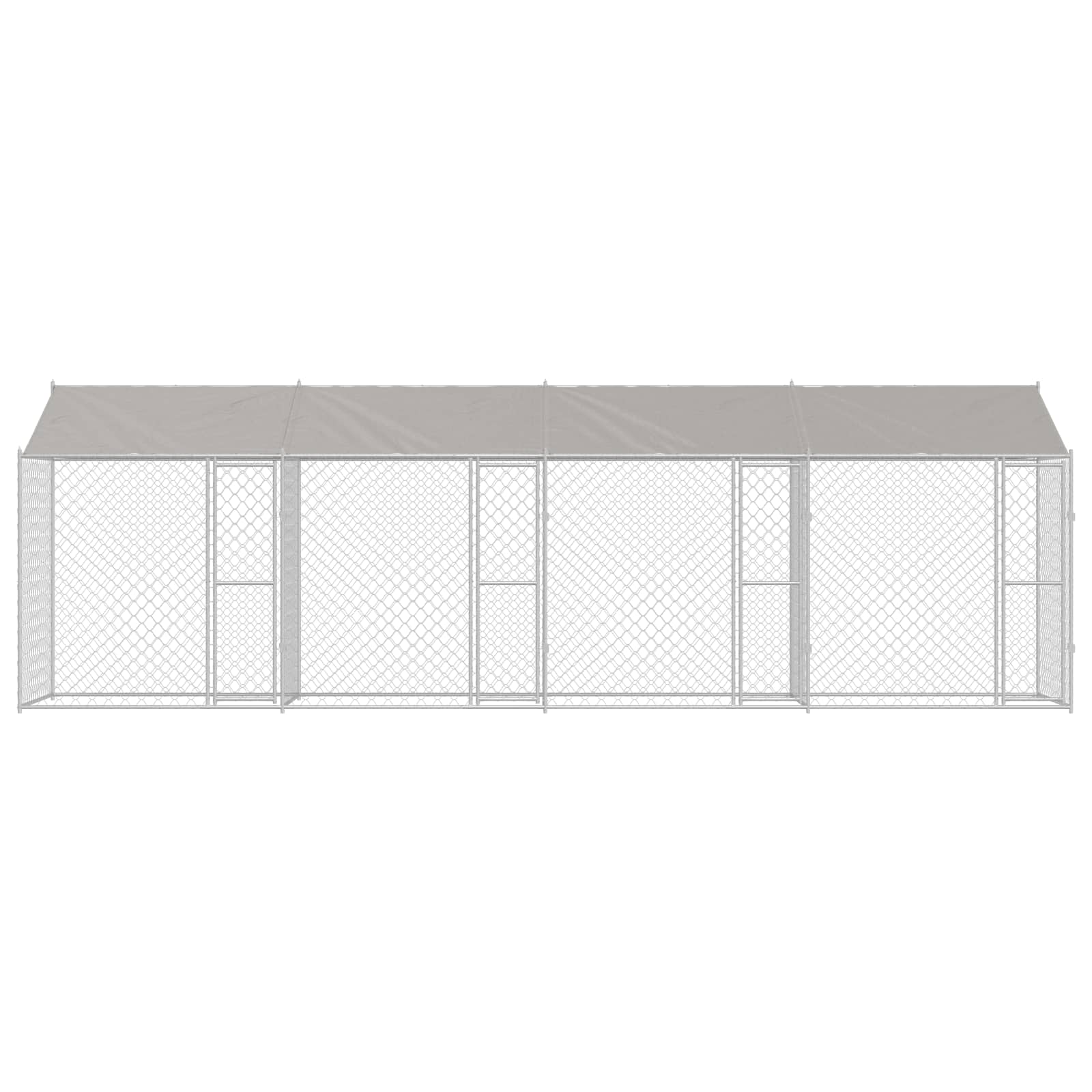 Hondenkooi met Dak Zilver 800 x 200 x 256 cm Staal en PE is nu te koop bij PeponiXL, paradijselijk wonen!