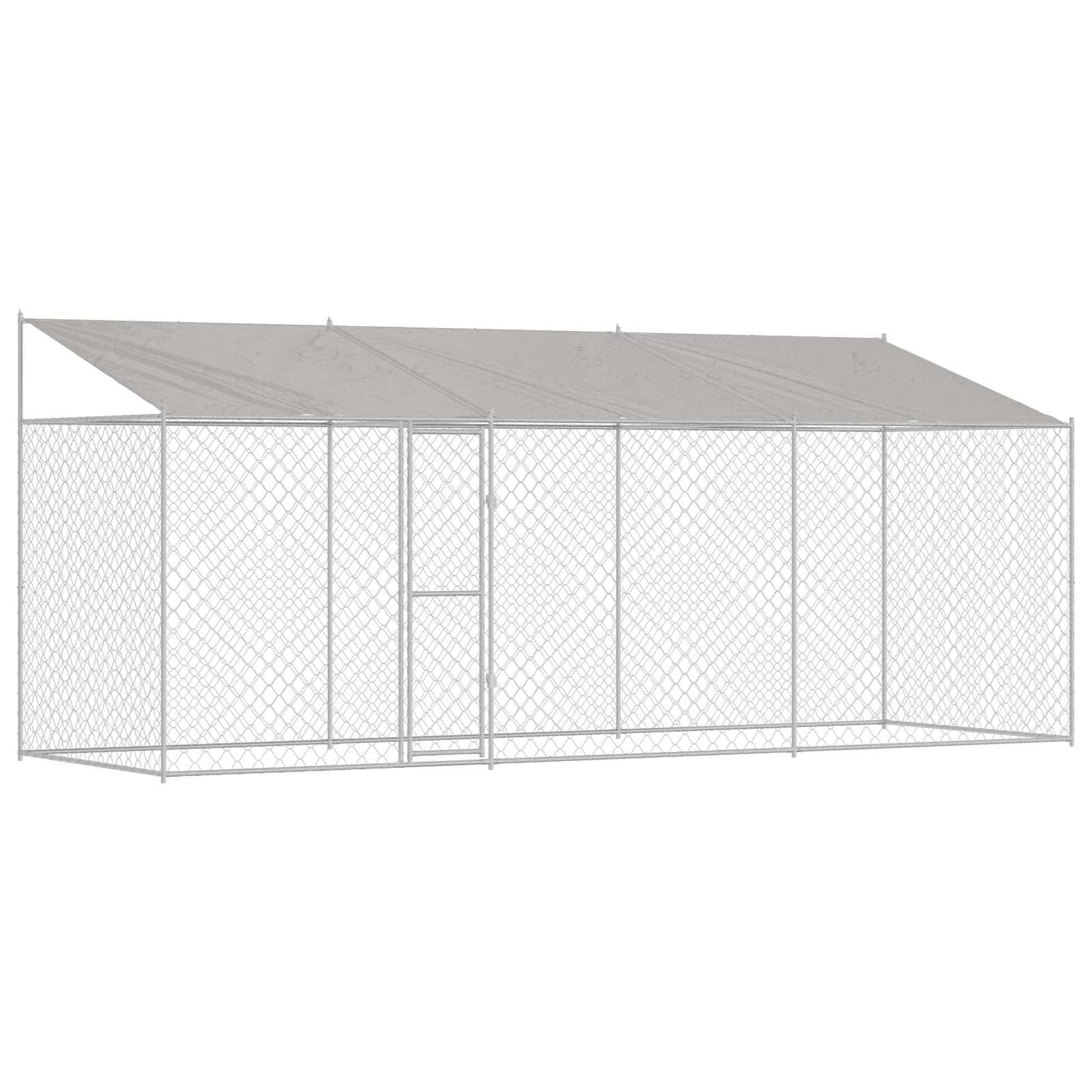 Hondenkooi met Dak Zilver 600 x 200 x 256 cm Staal en PE is nu te koop bij PeponiXL, paradijselijk wonen!