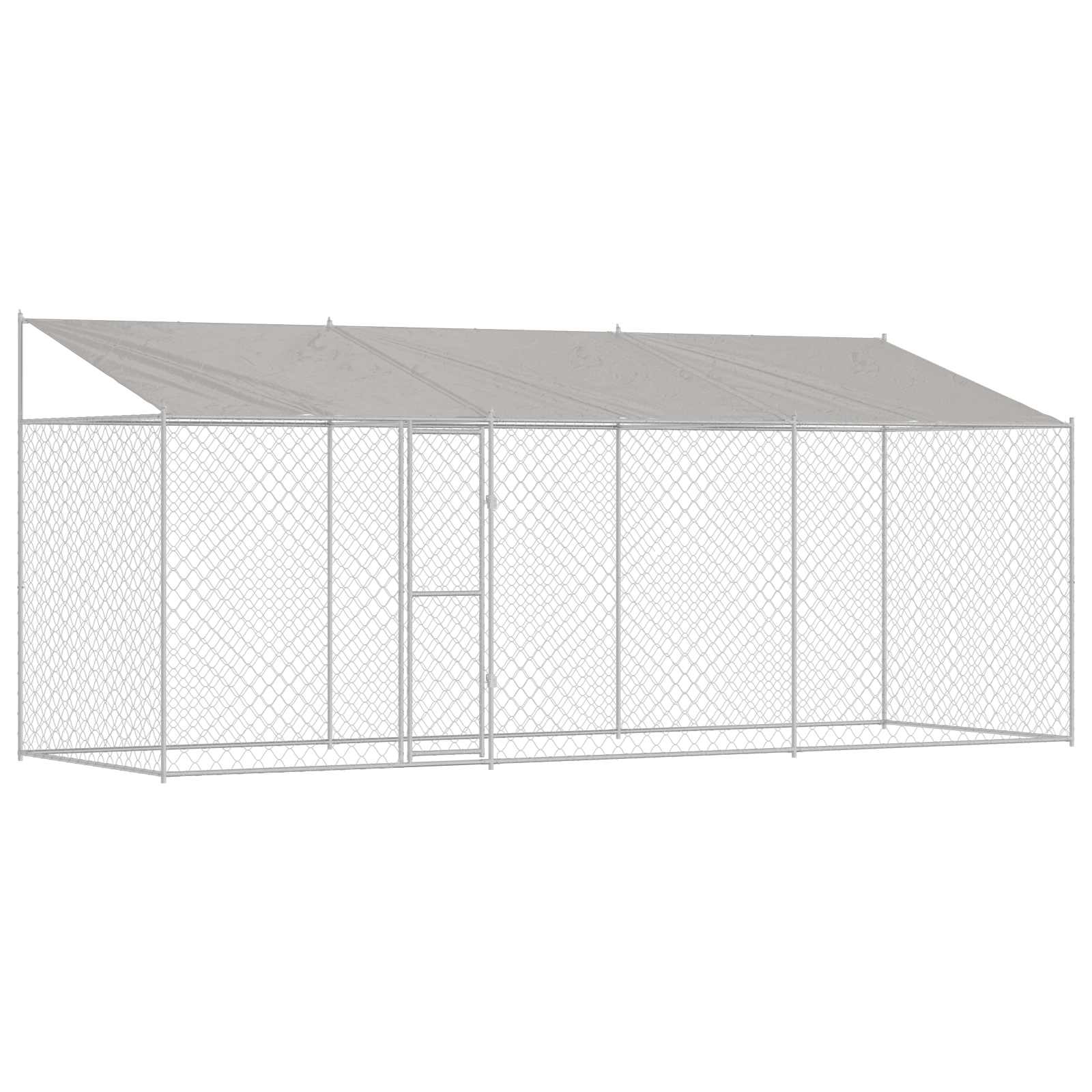 Hondenkooi met Dak Zilver 600 x 200 x 256 cm Staal en PE is nu te koop bij PeponiXL, paradijselijk wonen!