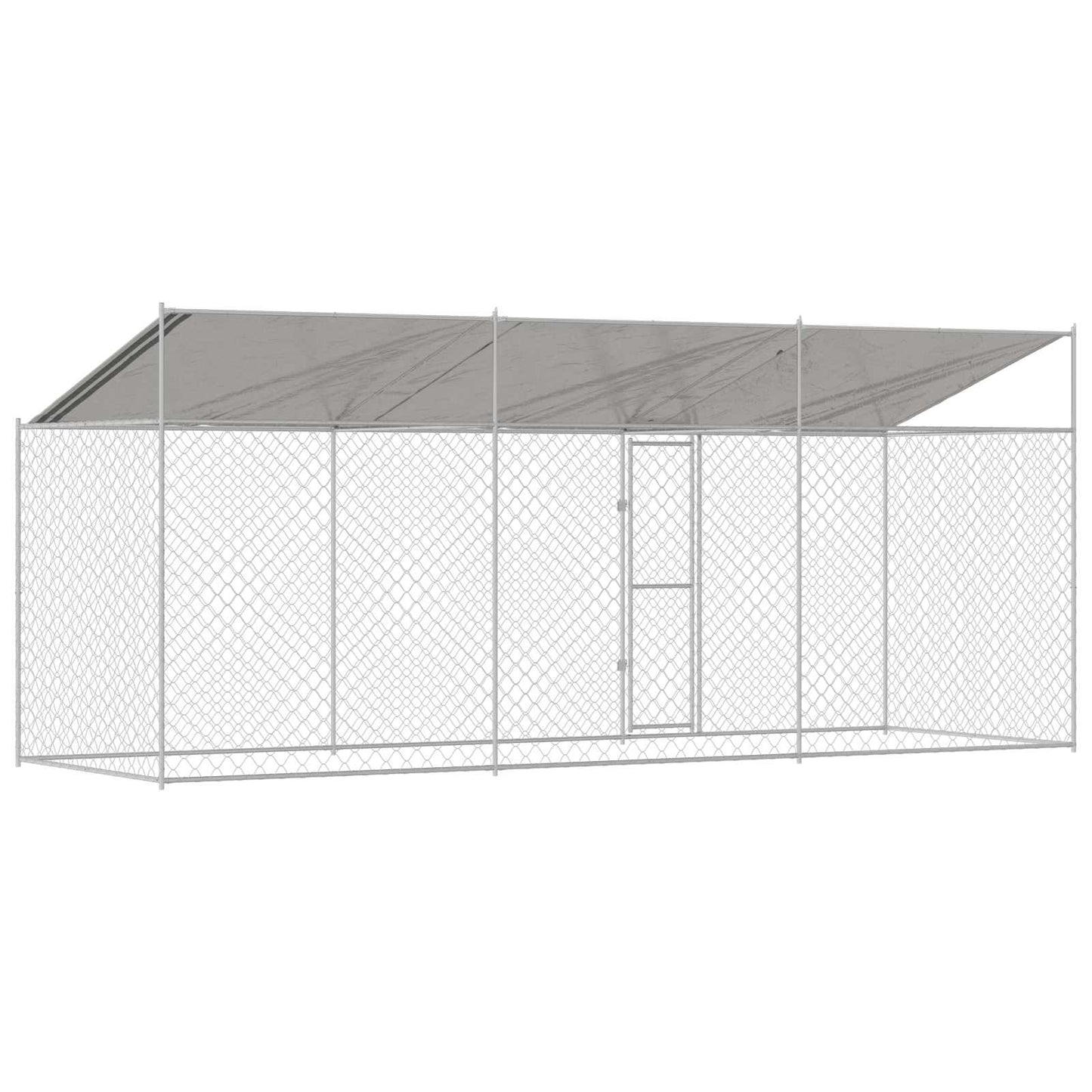 Hondenkooi met Dak Zilver 600 x 200 x 256 cm Staal en PE is nu te koop bij PeponiXL, paradijselijk wonen!