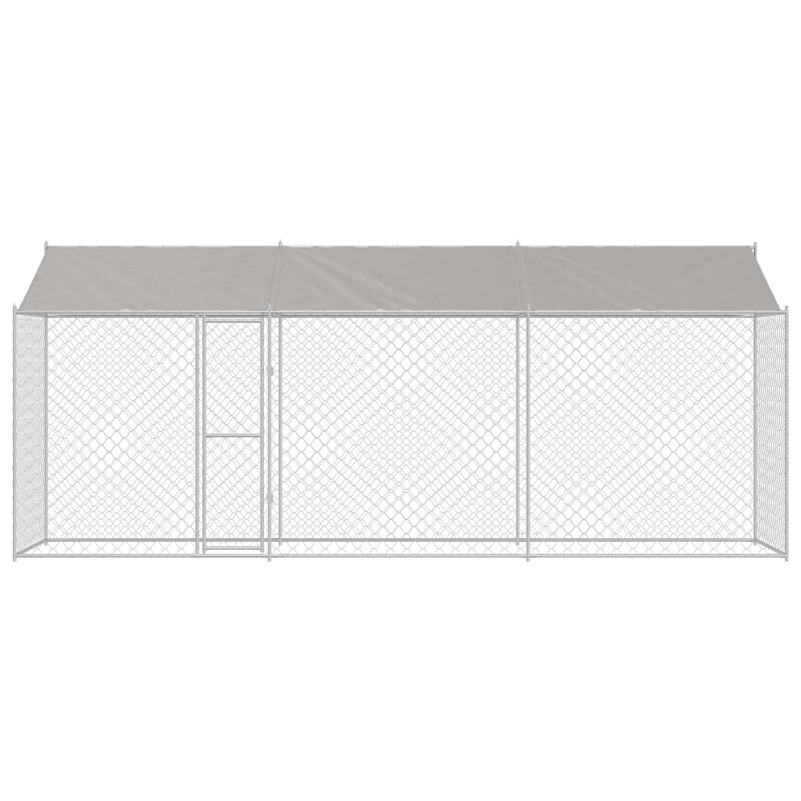 Hondenkooi met Dak Zilver 600 x 200 x 256 cm Staal en PE is nu te koop bij PeponiXL, paradijselijk wonen!