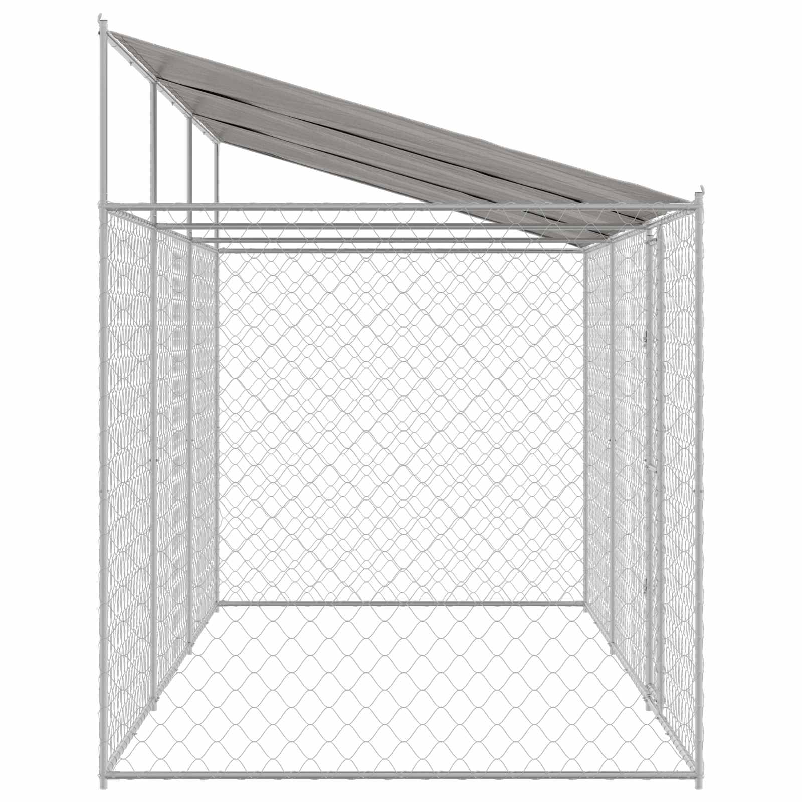 Hondenkooi met Dak Zilver 600 x 200 x 256 cm Staal en PE is nu te koop bij PeponiXL, paradijselijk wonen!