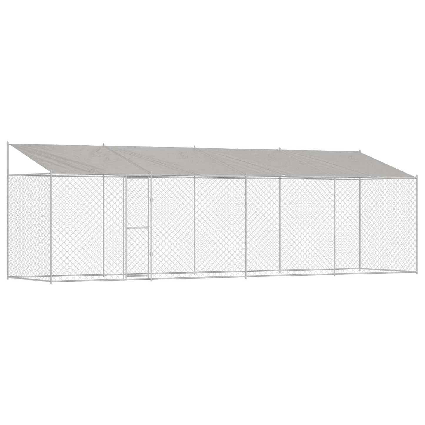 Hondenkooi met Dak Zilver 800 x 200 x 256 cm Staal en PE is nu te koop bij PeponiXL, paradijselijk wonen!