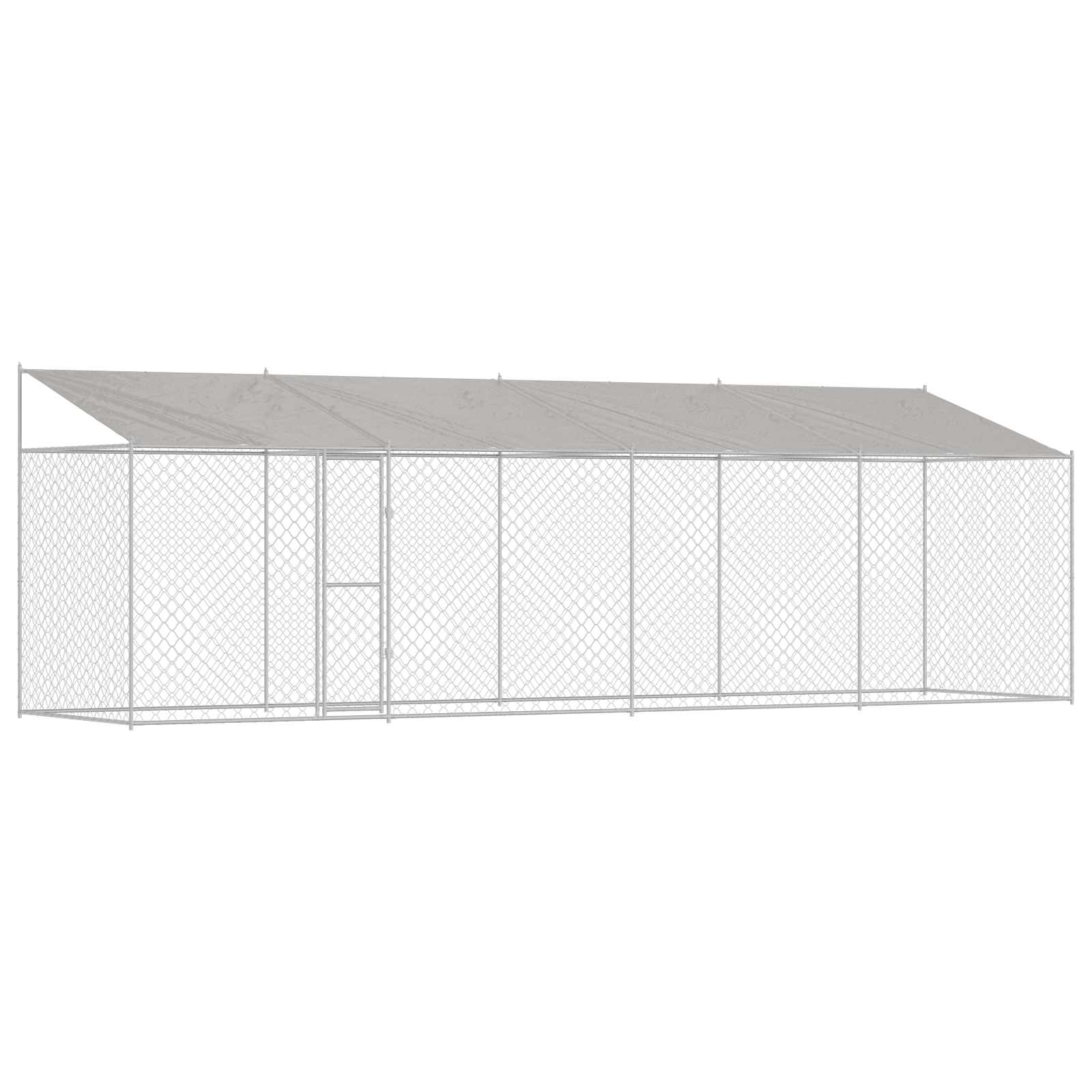 Hondenkooi met Dak Zilver 800 x 200 x 256 cm Staal en PE is nu te koop bij PeponiXL, paradijselijk wonen!