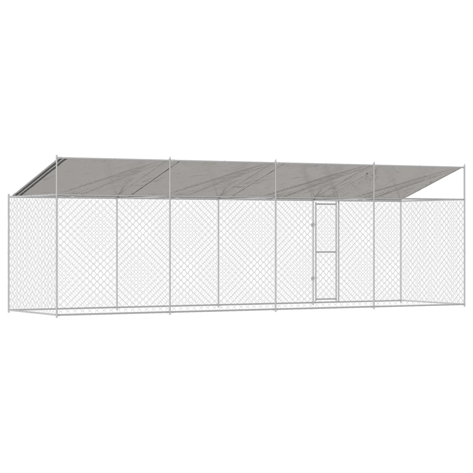 Hondenkooi met Dak Zilver 800 x 200 x 256 cm Staal en PE is nu te koop bij PeponiXL, paradijselijk wonen!