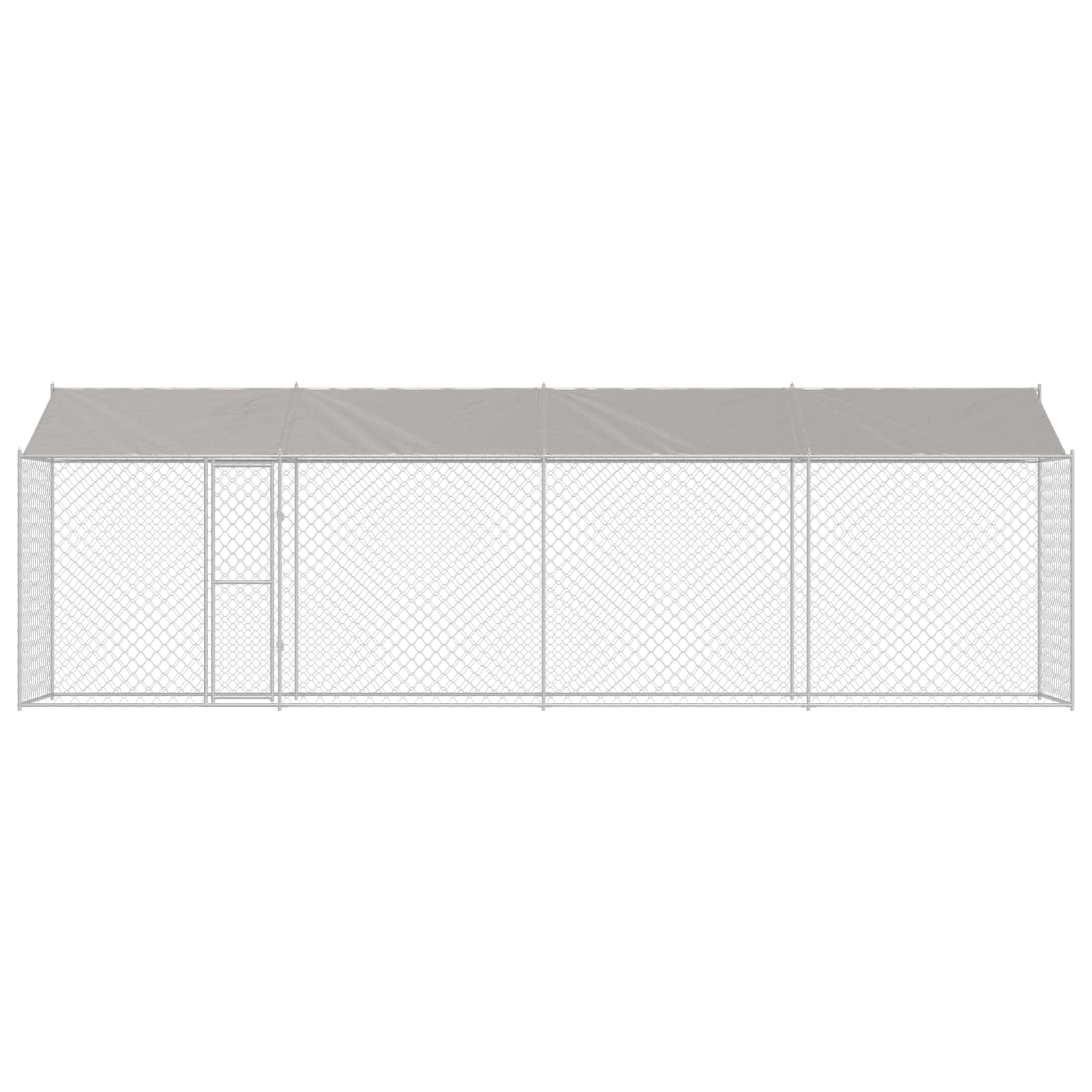 Hondenkooi met Dak Zilver 800 x 200 x 256 cm Staal en PE is nu te koop bij PeponiXL, paradijselijk wonen!