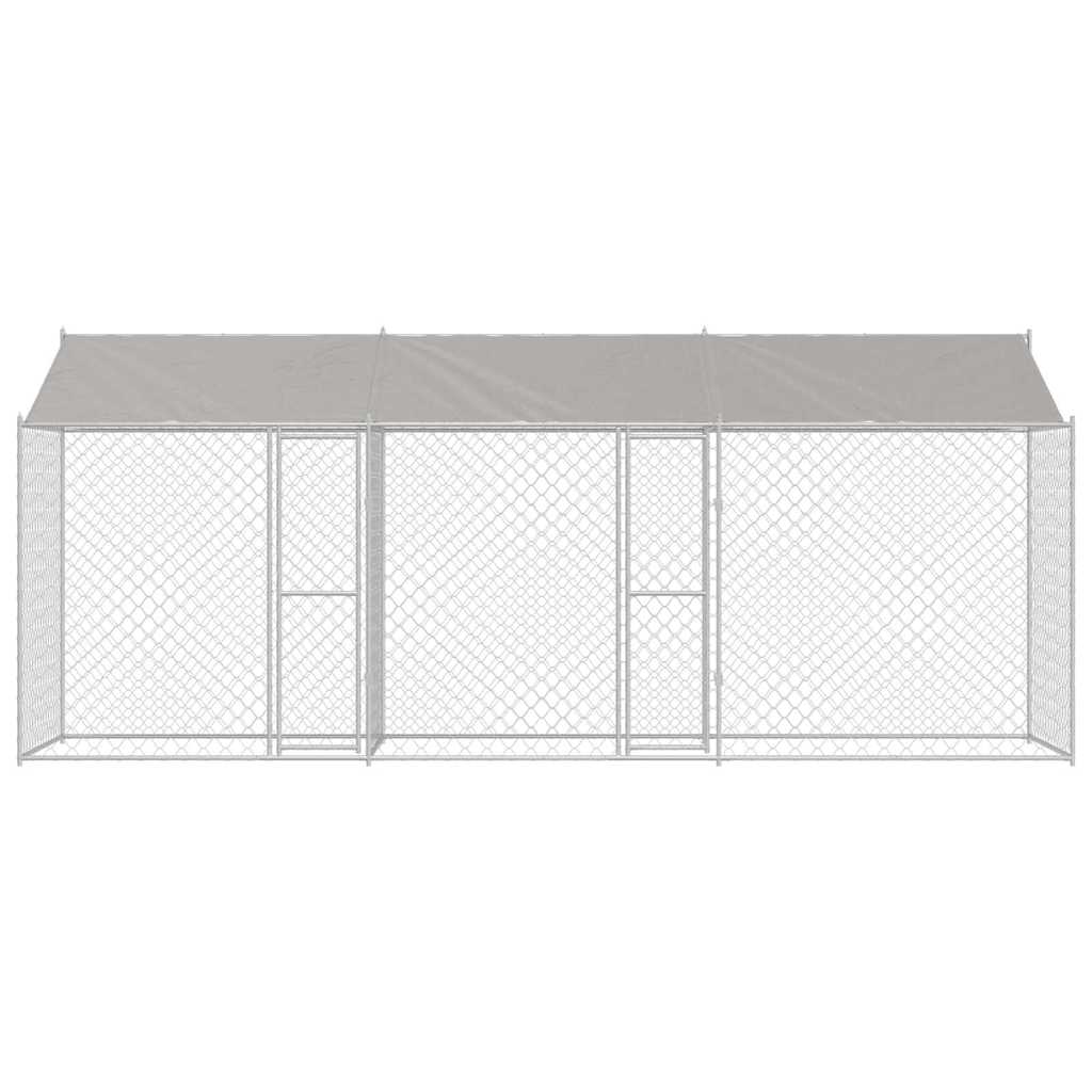 Hondenkooi met Dak Zilver 600 x 200 x 256 cm Staal en PE is nu te koop bij PeponiXL, paradijselijk wonen!