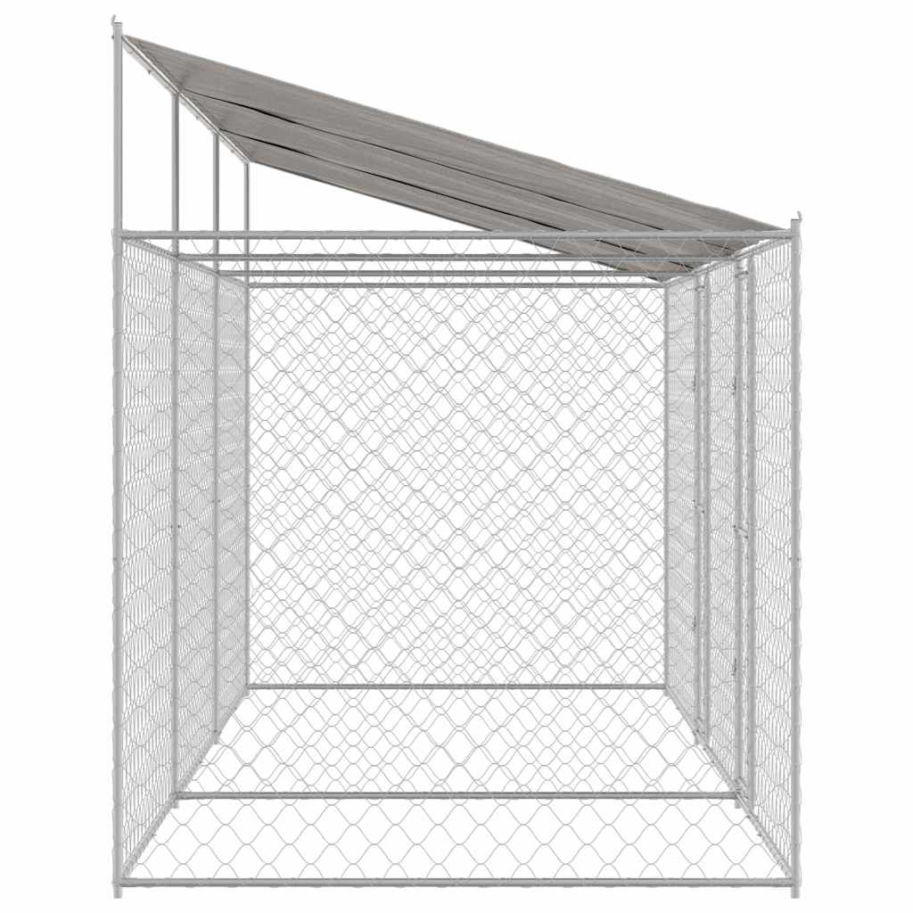 Hondenkooi met Dak Zilver 600 x 200 x 256 cm Staal en PE is nu te koop bij PeponiXL, paradijselijk wonen!