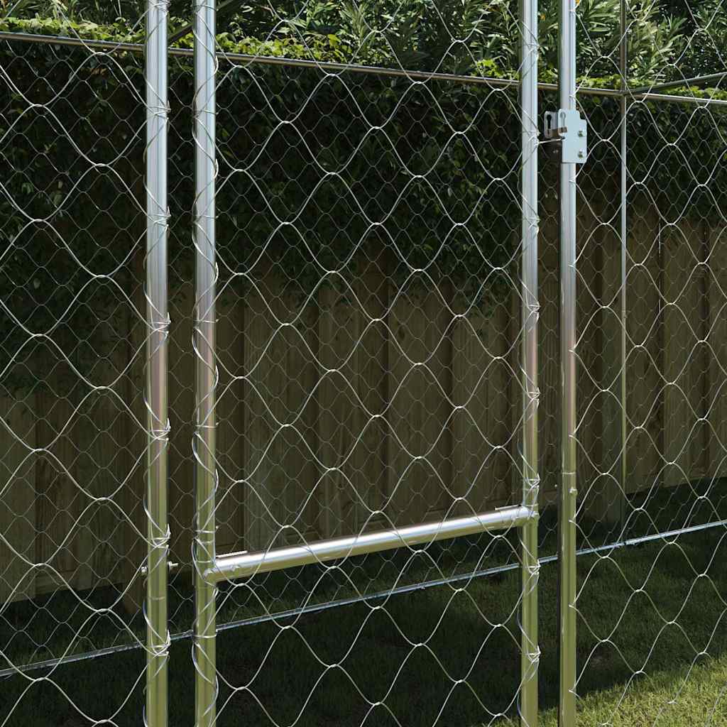 Hondenkooi met Dak Zilver 800 x 200 x 256 cm Staal en PE is nu te koop bij PeponiXL, paradijselijk wonen!