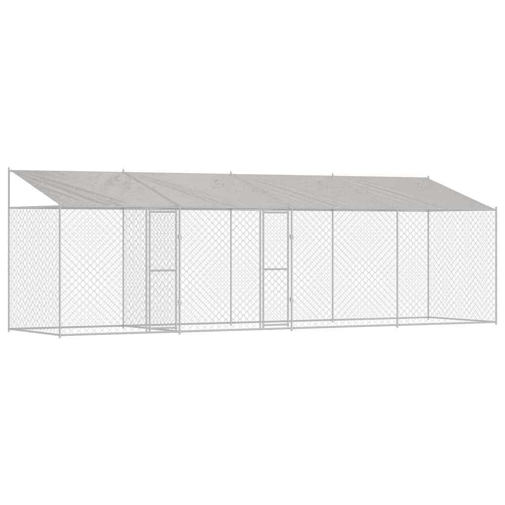 Hondenkooi met Dak Zilver 800 x 200 x 256 cm Staal en PE is nu te koop bij PeponiXL, paradijselijk wonen!