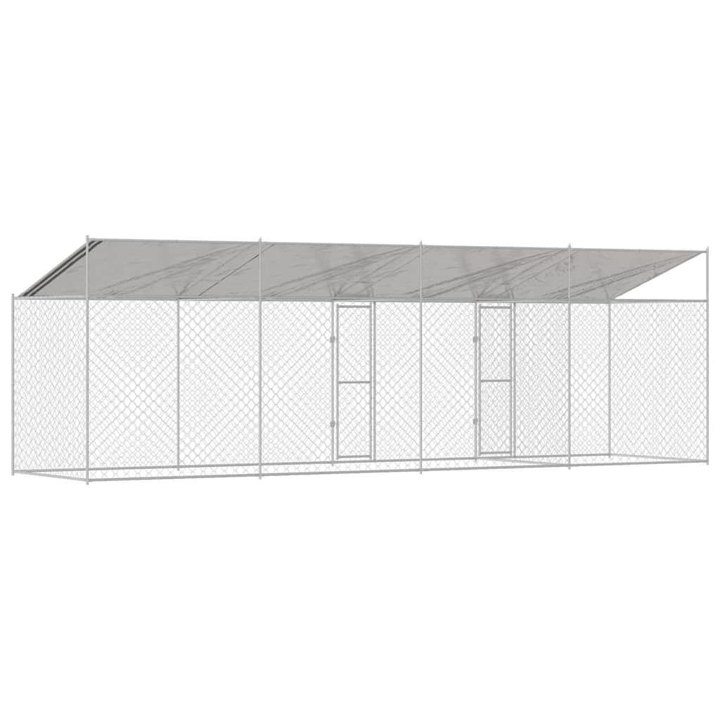 Hondenkooi met Dak Zilver 800 x 200 x 256 cm Staal en PE is nu te koop bij PeponiXL, paradijselijk wonen!