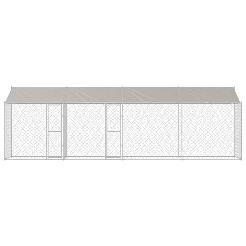 Hondenkooi met Dak Zilver 800 x 200 x 256 cm Staal en PE is nu te koop bij PeponiXL, paradijselijk wonen!