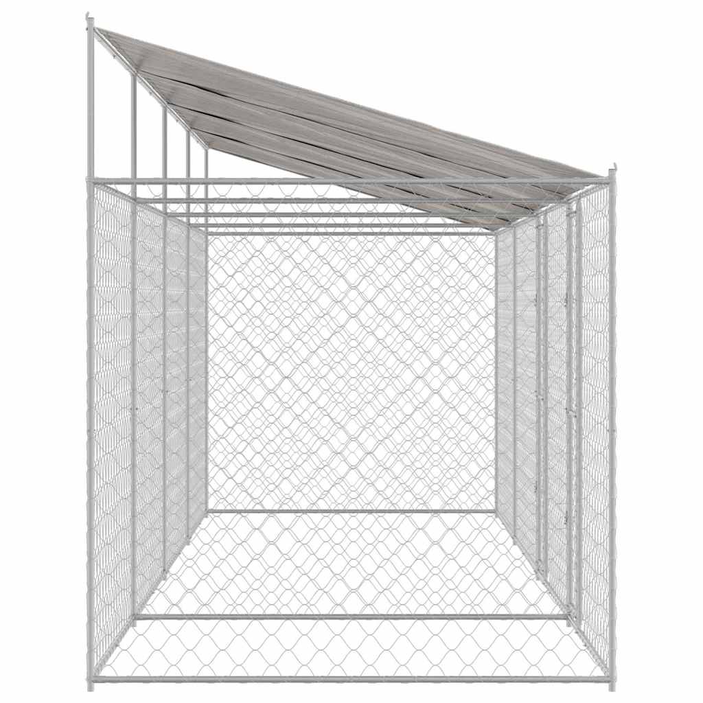 Hondenkooi met Dak Zilver 800 x 200 x 256 cm Staal en PE is nu te koop bij PeponiXL, paradijselijk wonen!