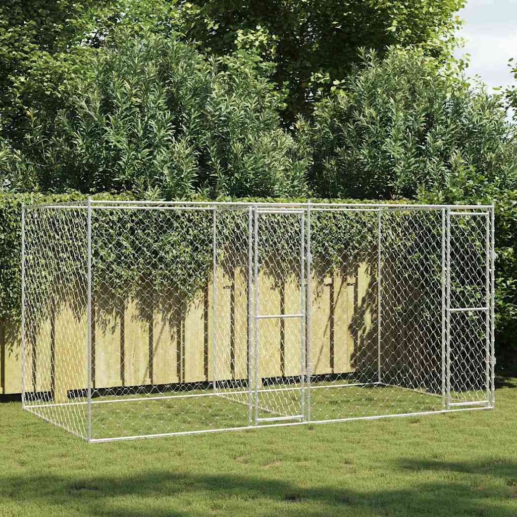 Hondenbench Zilver 400 x 200 x 200 cm Gegalvaniseerd staal is nu te koop bij PeponiXL, paradijselijk wonen!