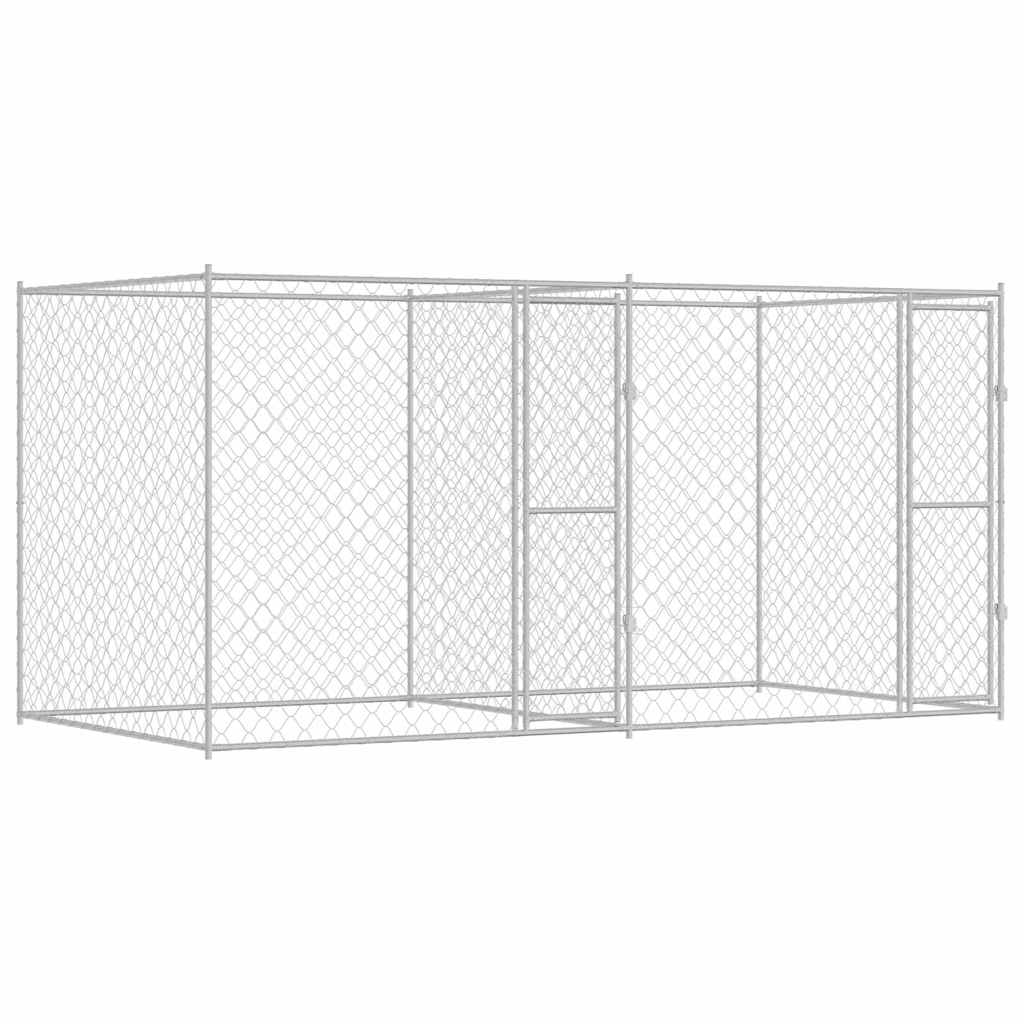 Hondenbench Zilver 400 x 200 x 200 cm Gegalvaniseerd staal is nu te koop bij PeponiXL, paradijselijk wonen!