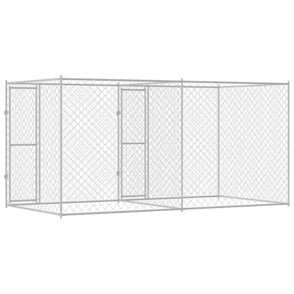 Hondenbench Zilver 400 x 200 x 200 cm Gegalvaniseerd staal is nu te koop bij PeponiXL, paradijselijk wonen!