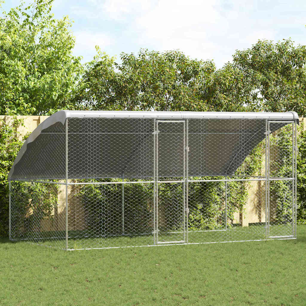 Hondenhok 2 pcs Zilver 4 x 2 x 2 m Gegalvaniseerd staal is nu te koop bij PeponiXL, paradijselijk wonen!