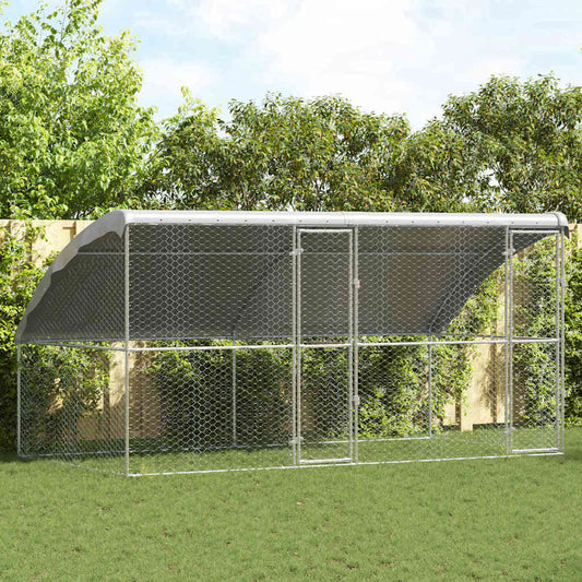 Hondenhok 2 pcs Zilver 4 x 2 x 2 m Gegalvaniseerd staal is nu te koop bij PeponiXL, paradijselijk wonen!