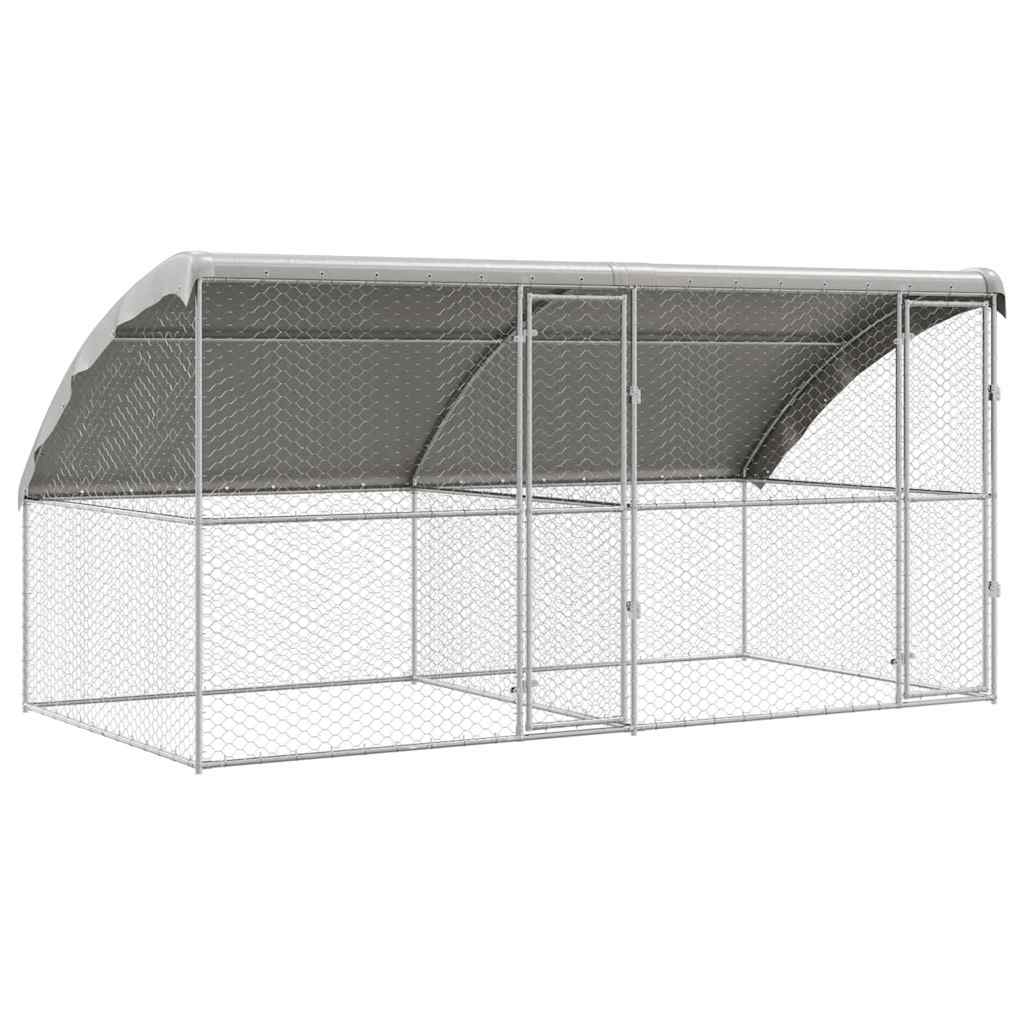 Hondenhok 2 pcs Zilver 4 x 2 x 2 m Gegalvaniseerd staal is nu te koop bij PeponiXL, paradijselijk wonen!