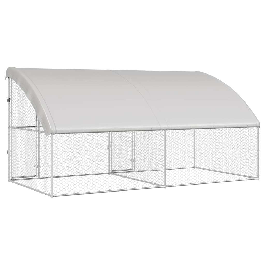 Hondenhok 2 pcs Zilver 4 x 2 x 2 m Gegalvaniseerd staal is nu te koop bij PeponiXL, paradijselijk wonen!