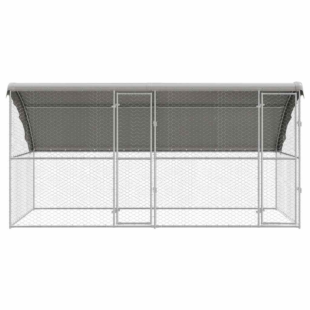 Hondenhok 2 pcs Zilver 4 x 2 x 2 m Gegalvaniseerd staal is nu te koop bij PeponiXL, paradijselijk wonen!