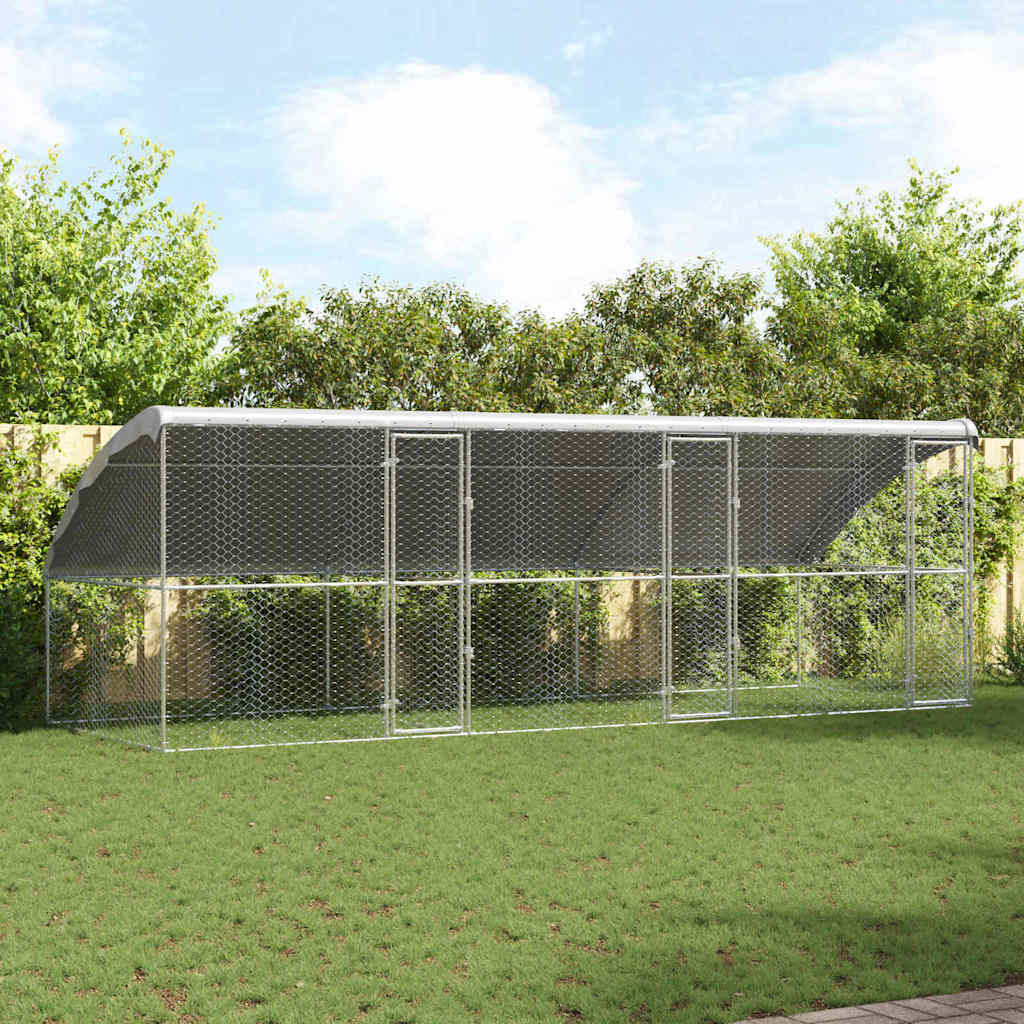 Hondenhok 3 pcs Zilver 6 x 2 x 2 m Gegalvaniseerd staal is nu te koop bij PeponiXL, paradijselijk wonen!
