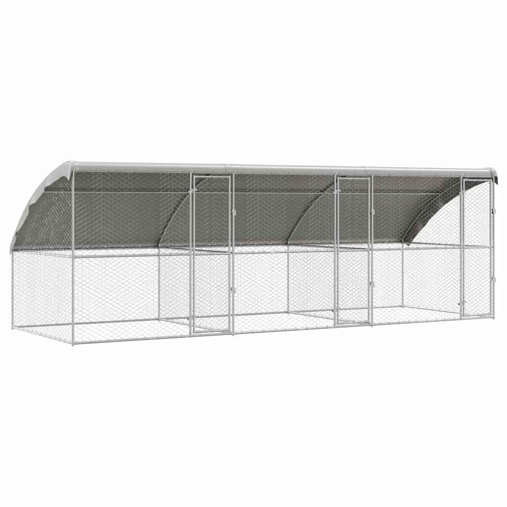 Hondenhok 3 pcs Zilver 6 x 2 x 2 m Gegalvaniseerd staal is nu te koop bij PeponiXL, paradijselijk wonen!