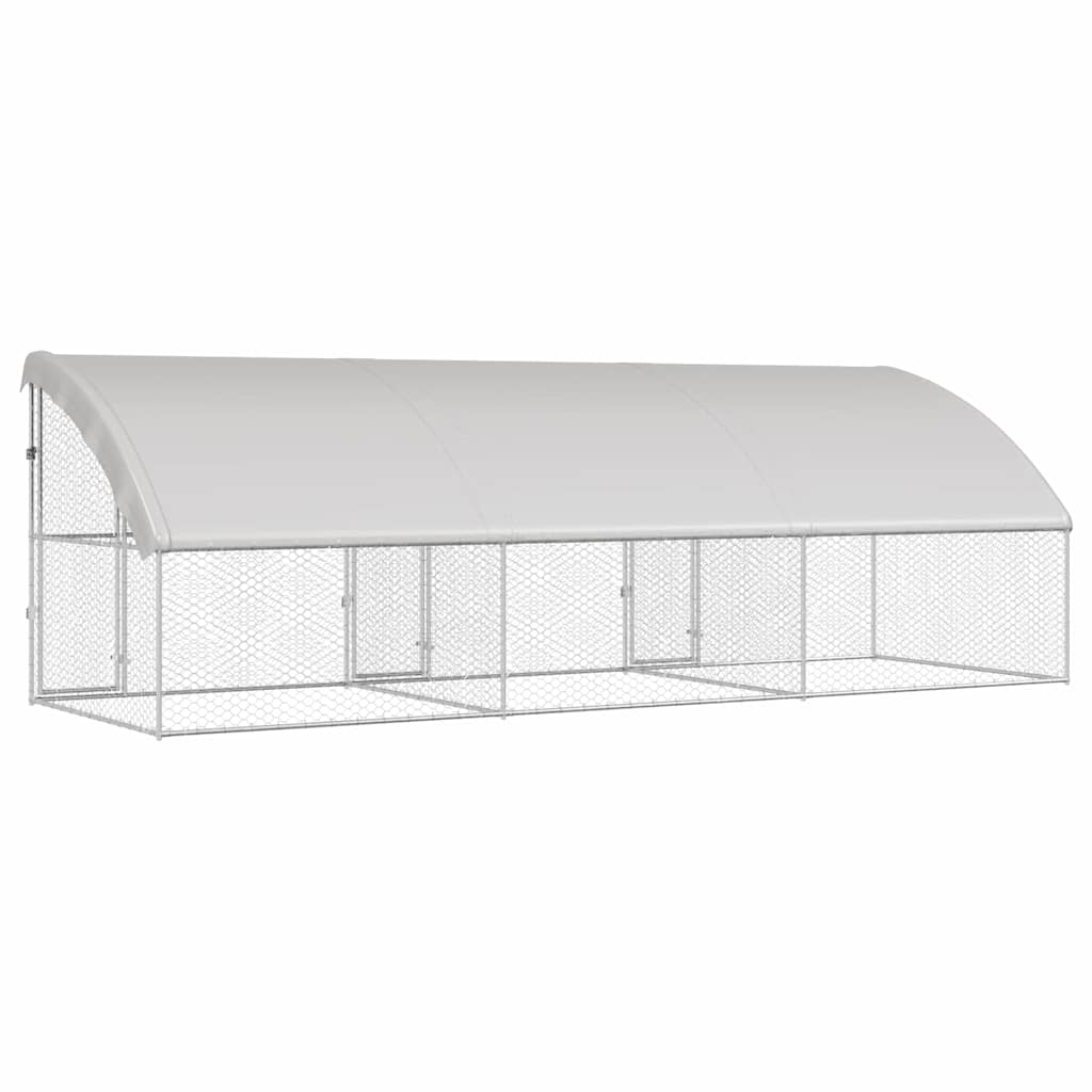 Hondenhok 3 pcs Zilver 6 x 2 x 2 m Gegalvaniseerd staal is nu te koop bij PeponiXL, paradijselijk wonen!