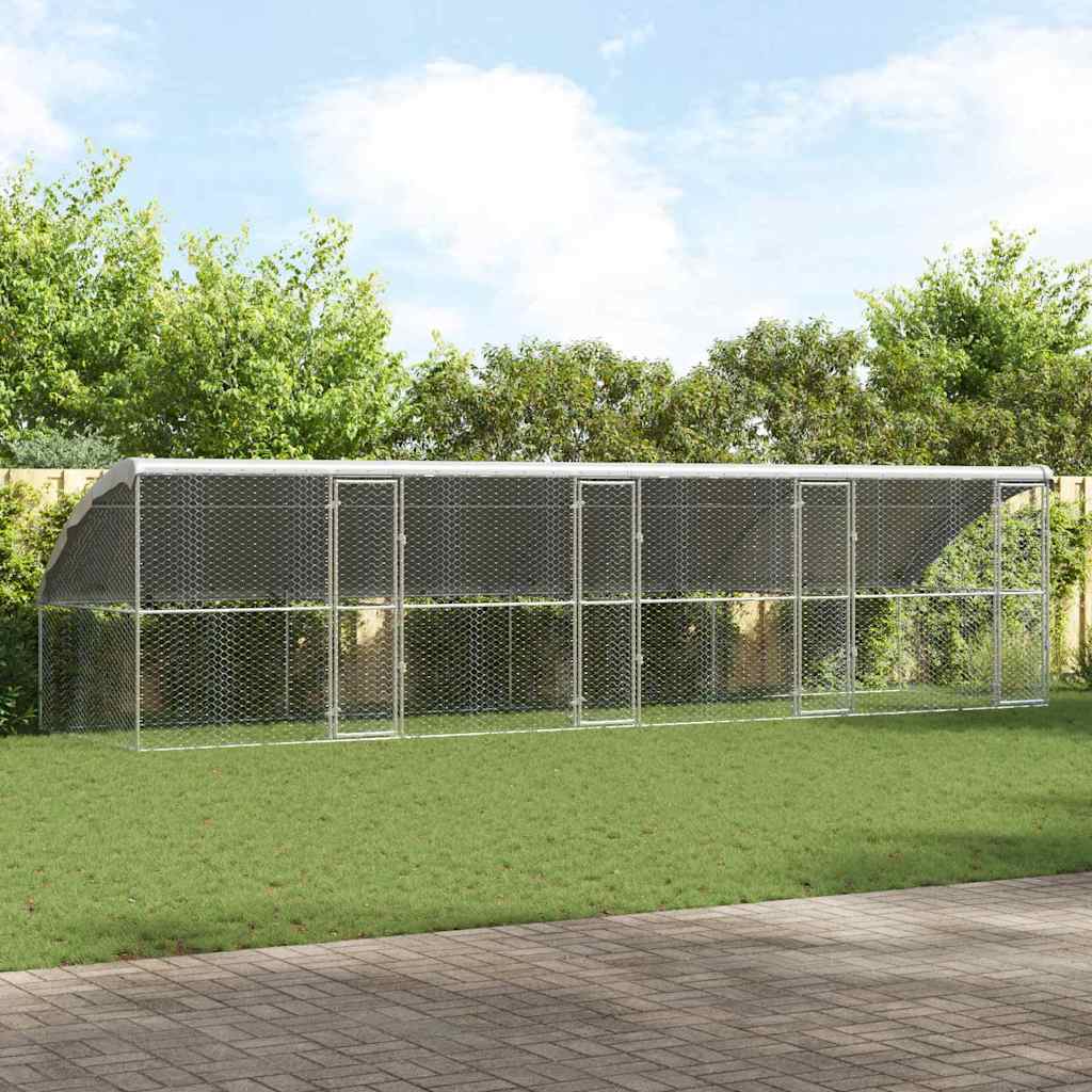 Hondenhok 4 pcs Zilver 8 x 2 x 2 m Gegalvaniseerd staal is nu te koop bij PeponiXL, paradijselijk wonen!