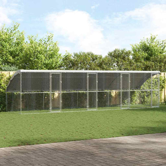 Hondenhok 4 pcs Zilver 8 x 2 x 2 m Gegalvaniseerd staal is nu te koop bij PeponiXL, paradijselijk wonen!
