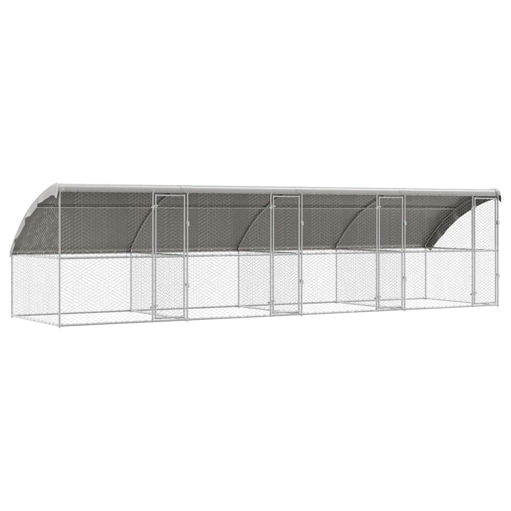 Hondenhok 4 pcs Zilver 8 x 2 x 2 m Gegalvaniseerd staal is nu te koop bij PeponiXL, paradijselijk wonen!