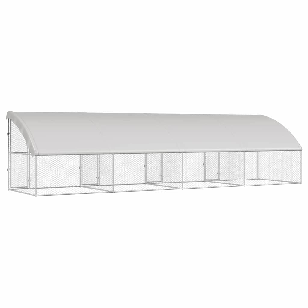 Hondenhok 4 pcs Zilver 8 x 2 x 2 m Gegalvaniseerd staal is nu te koop bij PeponiXL, paradijselijk wonen!