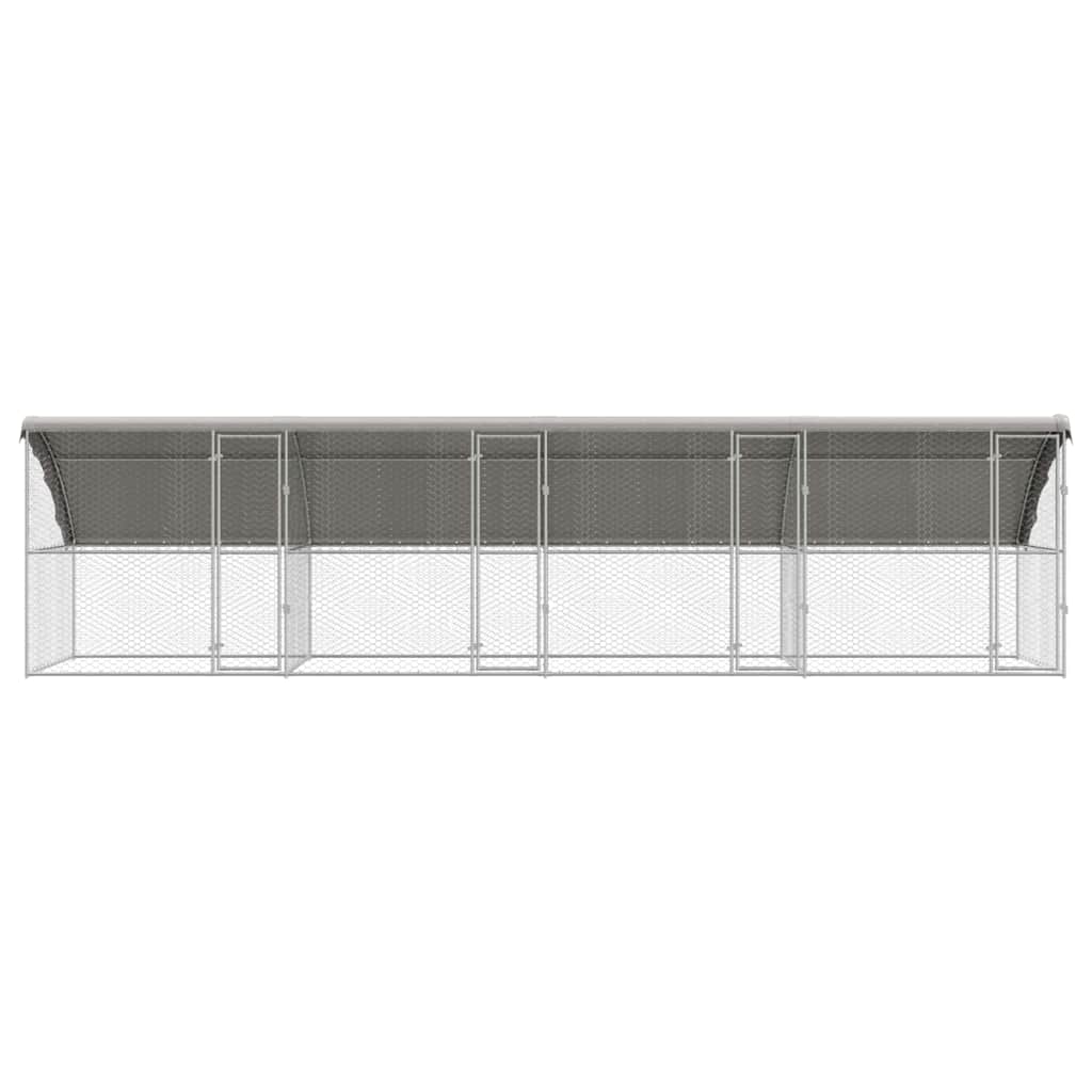 Hondenhok 4 pcs Zilver 8 x 2 x 2 m Gegalvaniseerd staal is nu te koop bij PeponiXL, paradijselijk wonen!