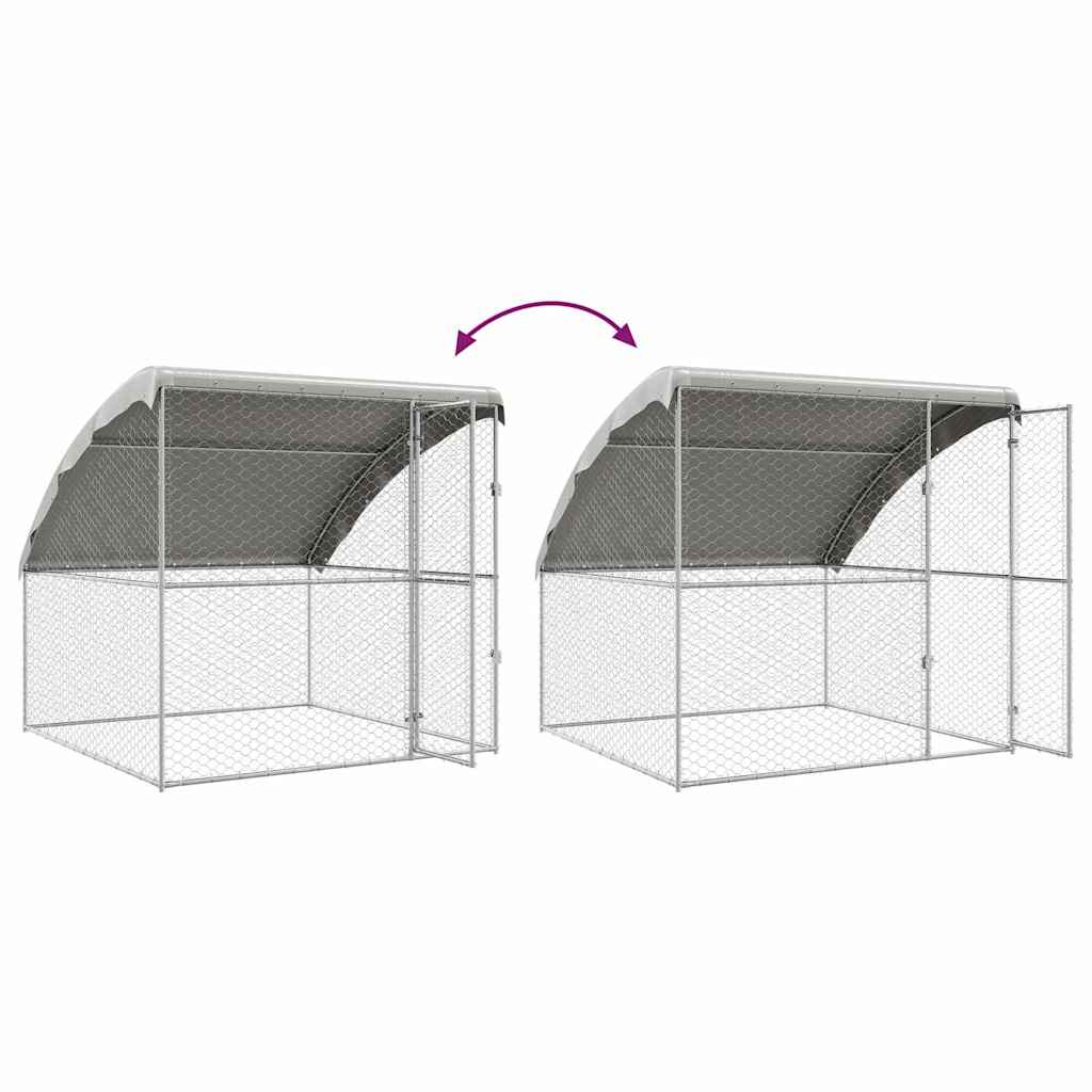Hondenhok 4 pcs Zilver 8 x 2 x 2 m Gegalvaniseerd staal is nu te koop bij PeponiXL, paradijselijk wonen!
