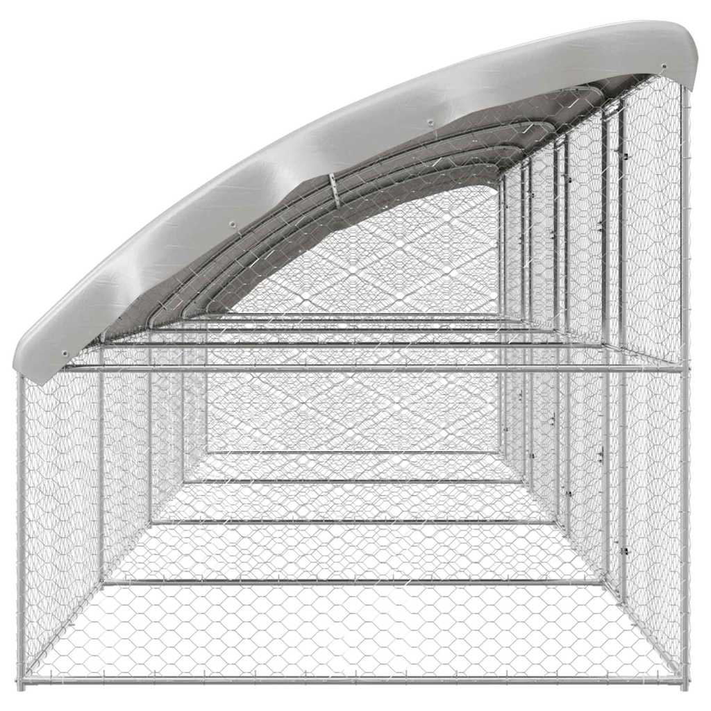 Hondenhok 4 pcs Zilver 8 x 2 x 2 m Gegalvaniseerd staal is nu te koop bij PeponiXL, paradijselijk wonen!