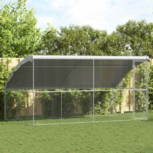 Hondenhok 2 pcs Zilver 4 x 2 x 2 m Gegalvaniseerd staal is nu te koop bij PeponiXL, paradijselijk wonen!