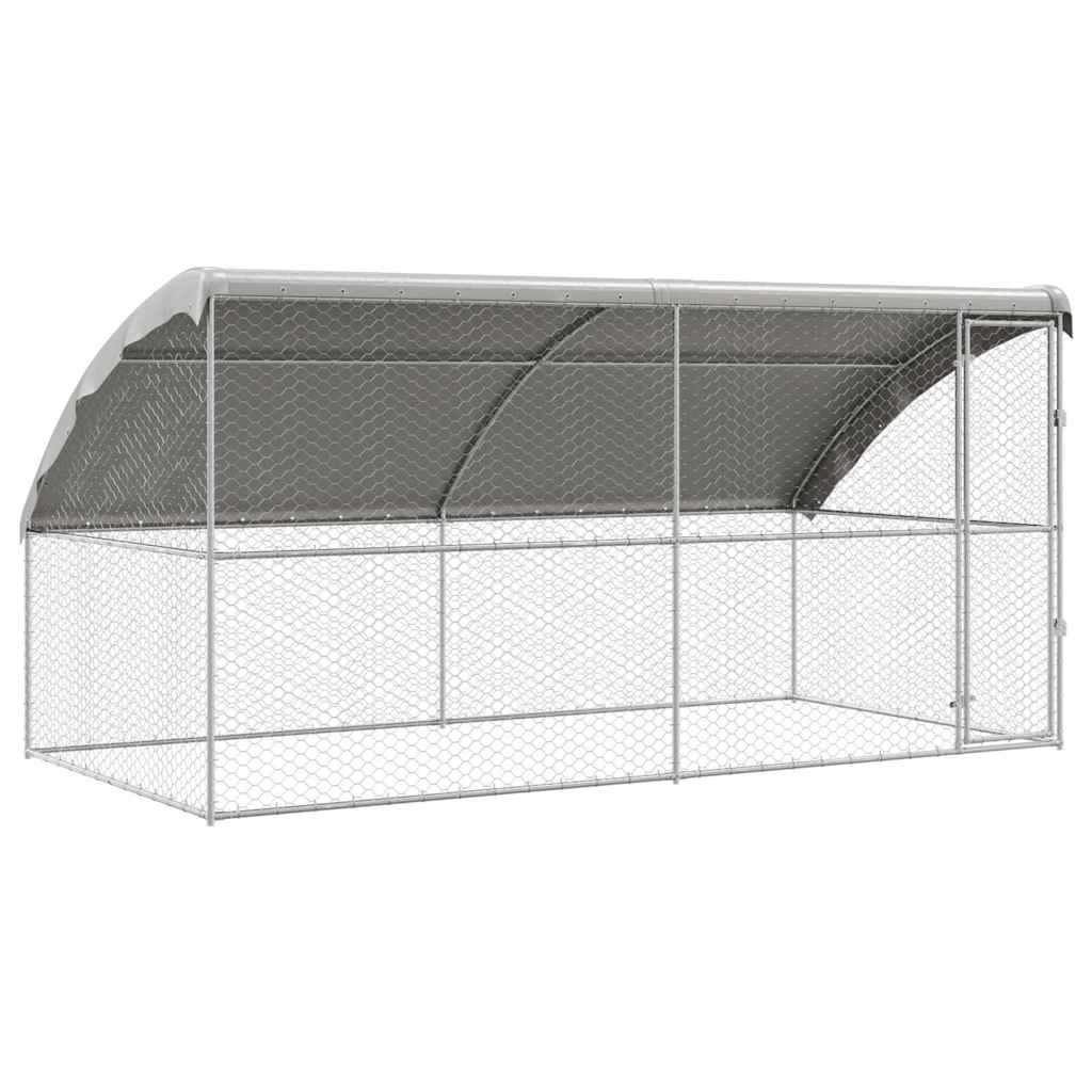 Hondenhok 2 pcs Zilver 4 x 2 x 2 m Gegalvaniseerd staal is nu te koop bij PeponiXL, paradijselijk wonen!