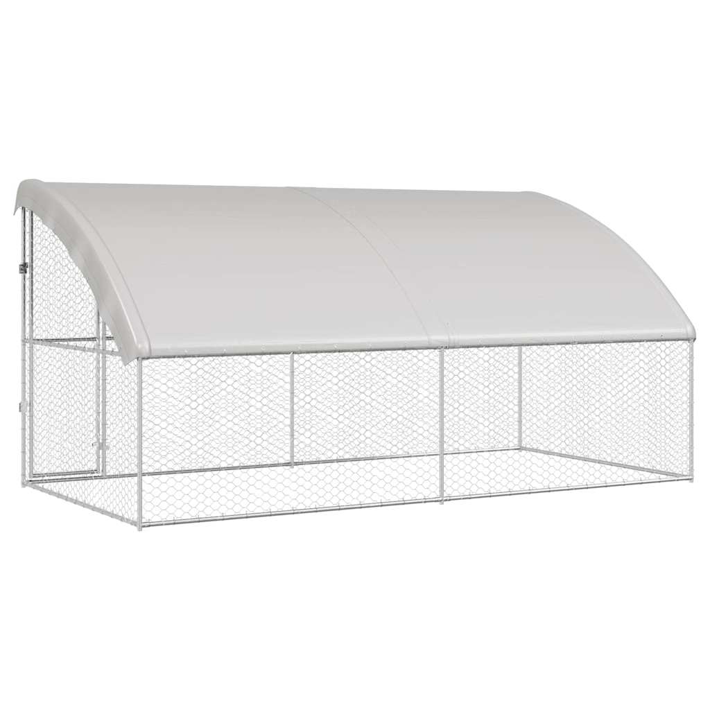 Hondenhok 2 pcs Zilver 4 x 2 x 2 m Gegalvaniseerd staal is nu te koop bij PeponiXL, paradijselijk wonen!