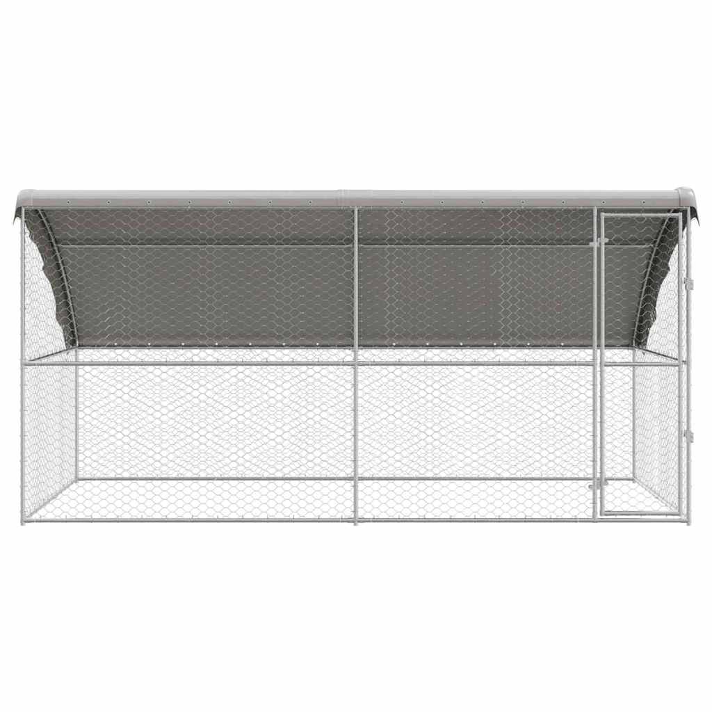 Hondenhok 2 pcs Zilver 4 x 2 x 2 m Gegalvaniseerd staal is nu te koop bij PeponiXL, paradijselijk wonen!