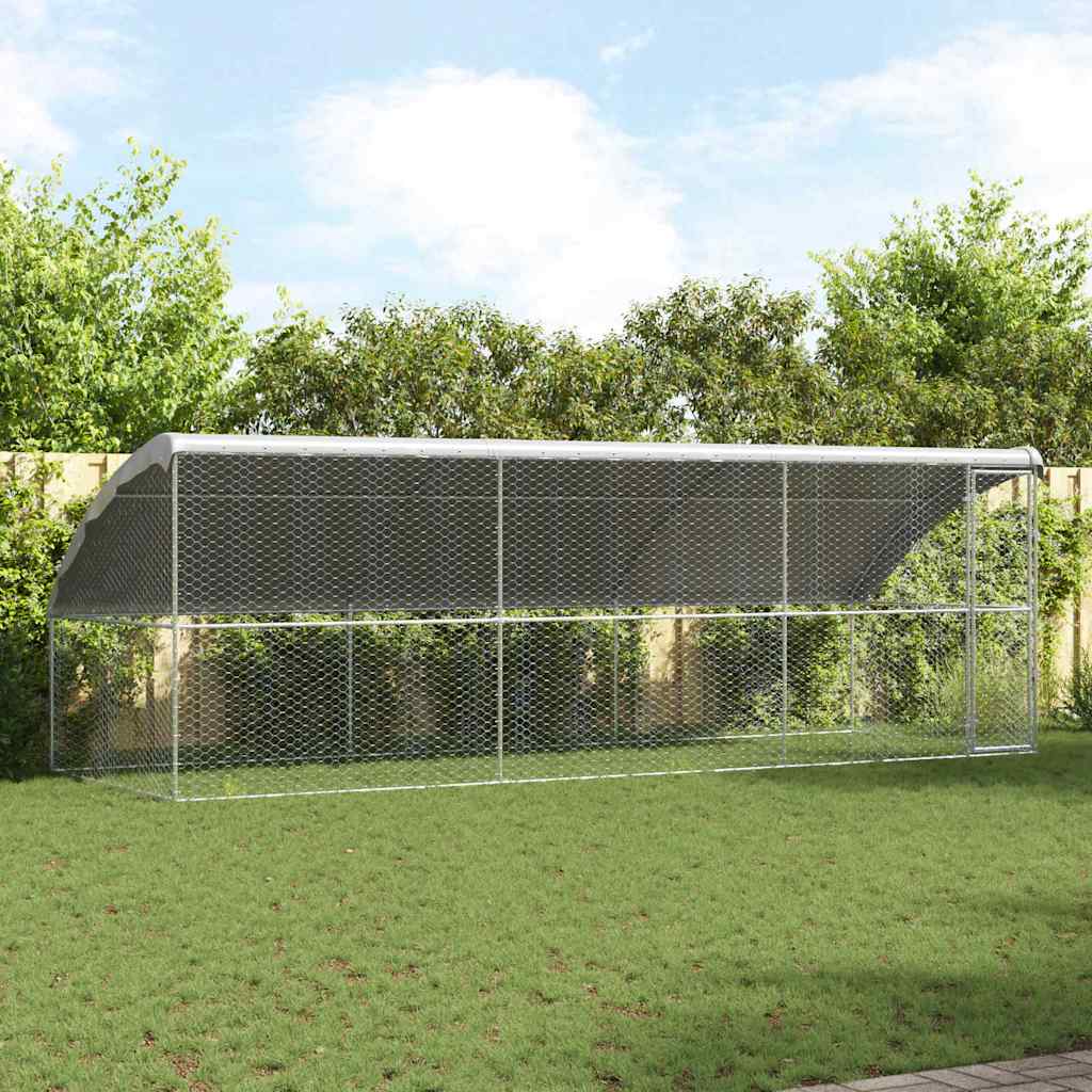 Hondenhok 3 pcs Zilver 6 x 2 x 2 m Gegalvaniseerd staal is nu te koop bij PeponiXL, paradijselijk wonen!