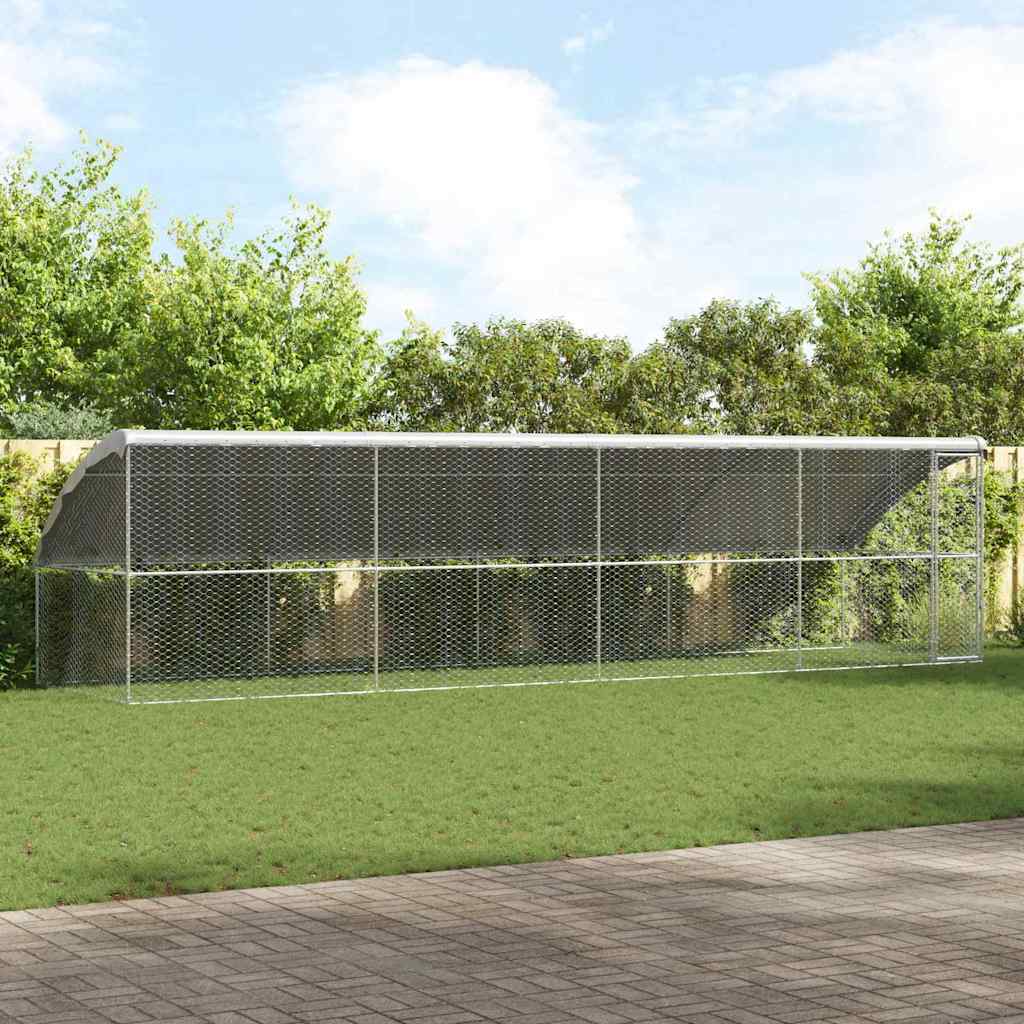 Hondenhok 4 pcs Zilver 8 x 2 x 2 m Gegalvaniseerd staal is nu te koop bij PeponiXL, paradijselijk wonen!