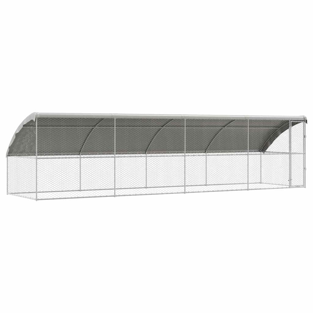 Hondenhok 4 pcs Zilver 8 x 2 x 2 m Gegalvaniseerd staal is nu te koop bij PeponiXL, paradijselijk wonen!