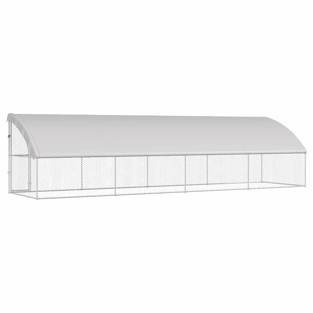 Hondenhok 4 pcs Zilver 8 x 2 x 2 m Gegalvaniseerd staal is nu te koop bij PeponiXL, paradijselijk wonen!
